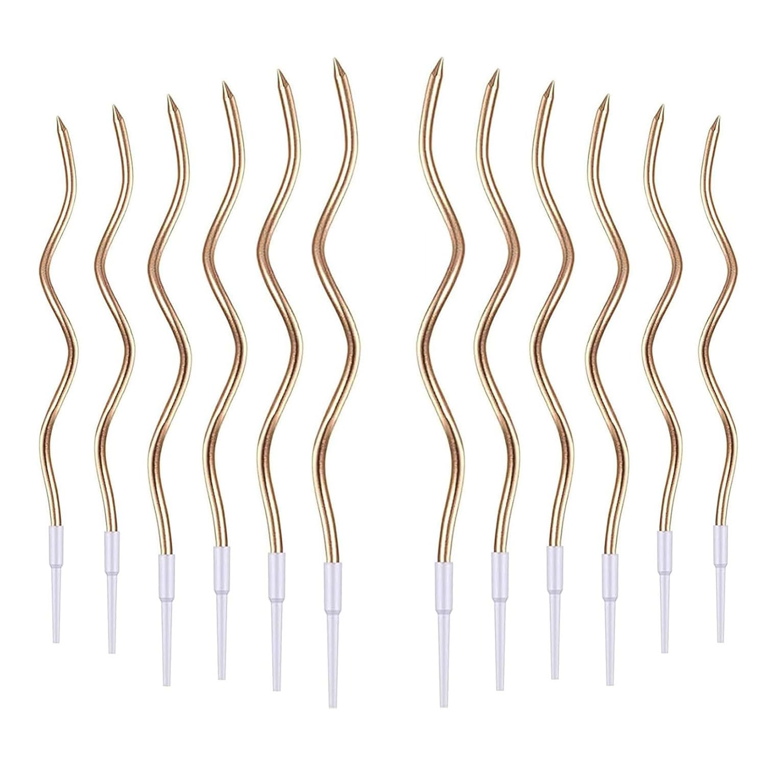 Yangwen Birthday Cake Candles, 36 Pcs Spiral Birthday Candles For Cake,Long Thin Cupcake Candle, Metallic Cake Candles For Birthday Wedding Party Cake Decorations(Champagne