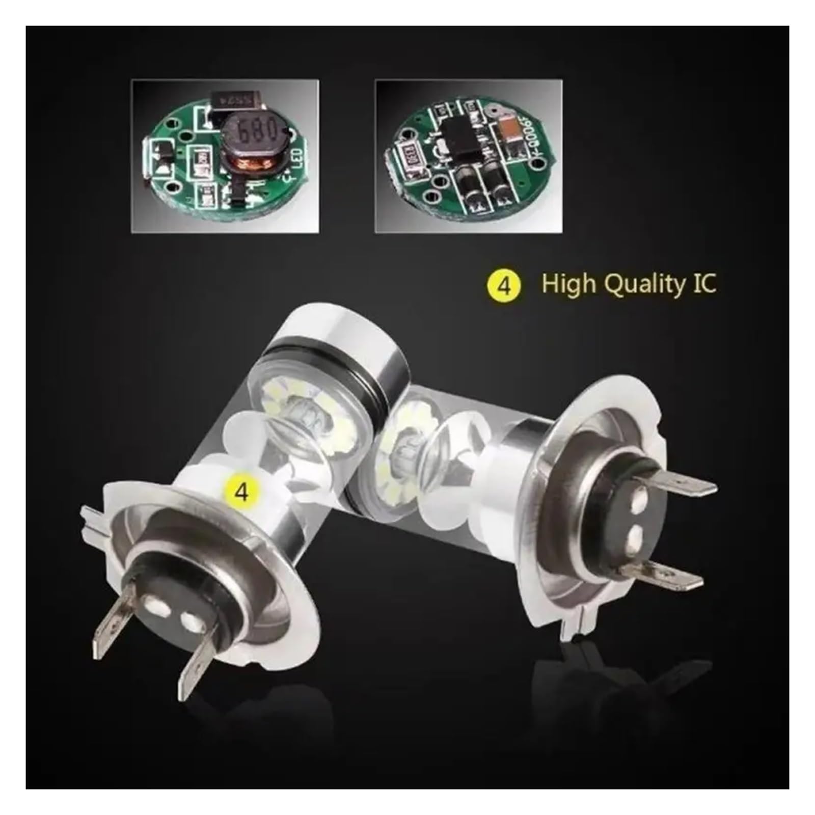 2 pezzi H7 H4 super luminoso 100 W LED faro fendinebbia DRL lampadine fascio alto/basso 6000 K bianco H8 H9 H11 9005 9006 lampade for auto 12 V 4300 K(6000K Cold White,H4)