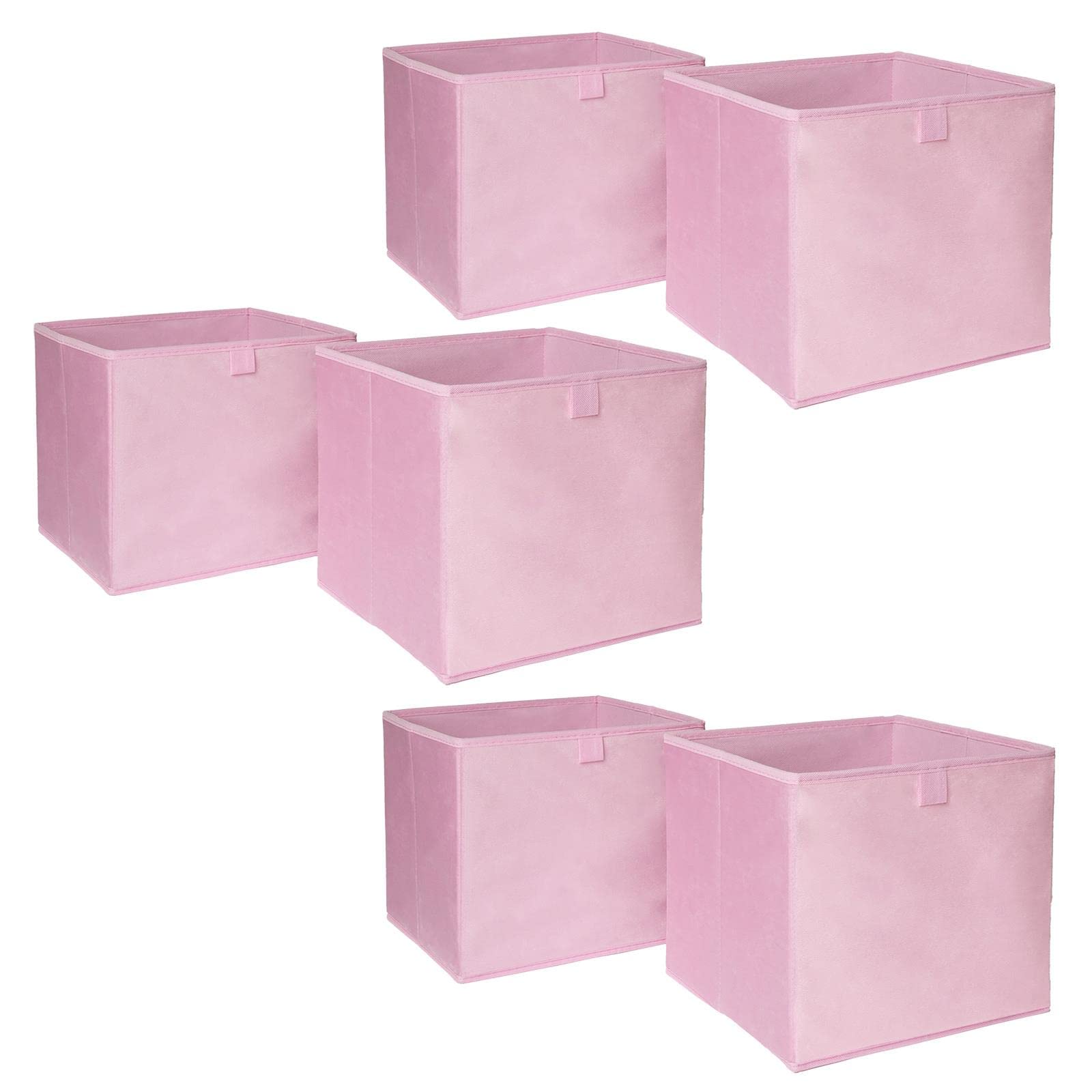 Ohs Light Pink Set Of 6 Matte Velvet Storage Boxes Home Organiser Toys Clothing Bathroom Pop Up Foldable Collapsible Cube Storage Boxes Space Saving Shelves Organiser Cube Baskets, Blush Pink