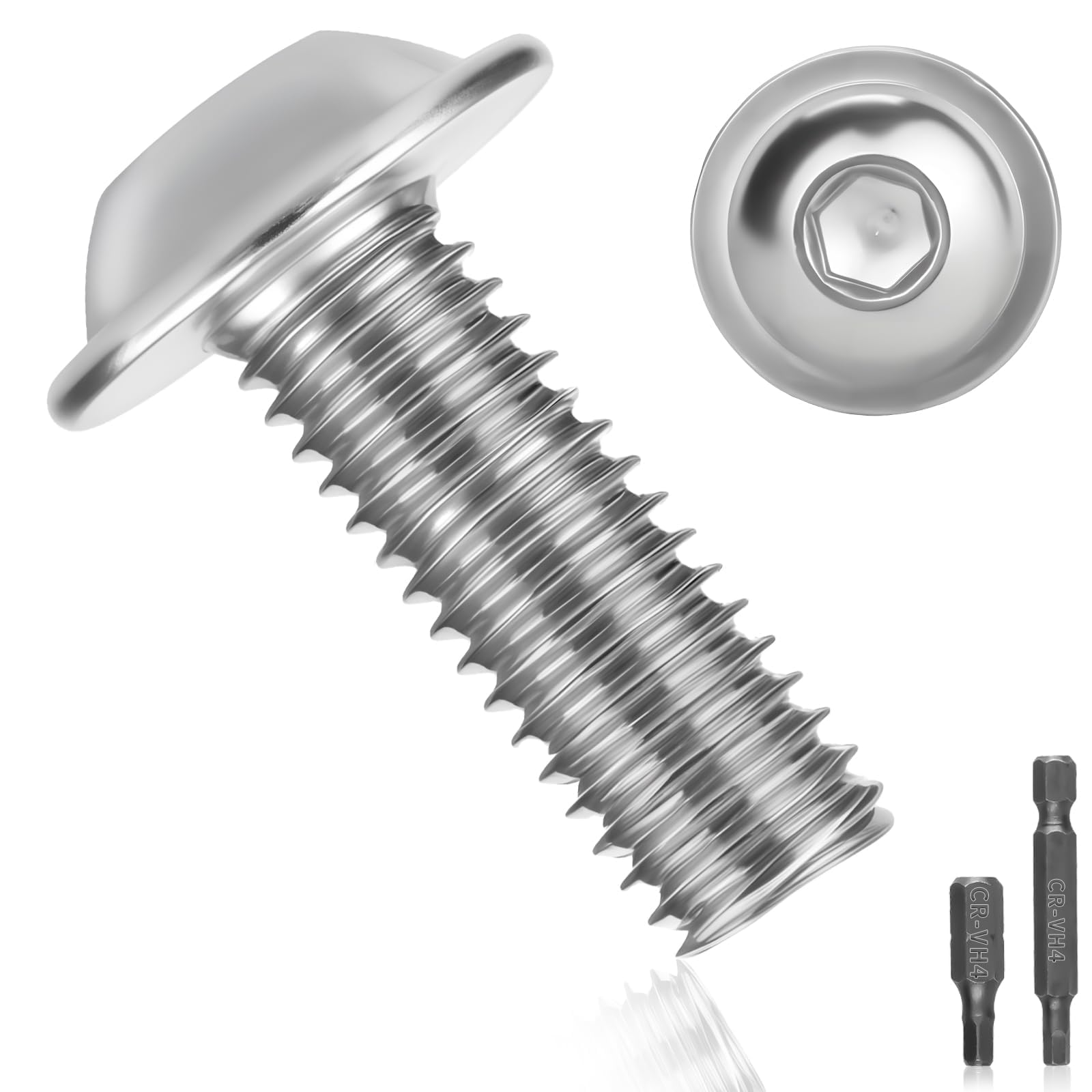 15 Pezzi Viti M8x30mm Viti Inox A2 V2A M8 con Flangia Vite a Testa Bombata con Esagono Filettatura Completa Metrica per Edilizia Arredamento Produzione Meccanica