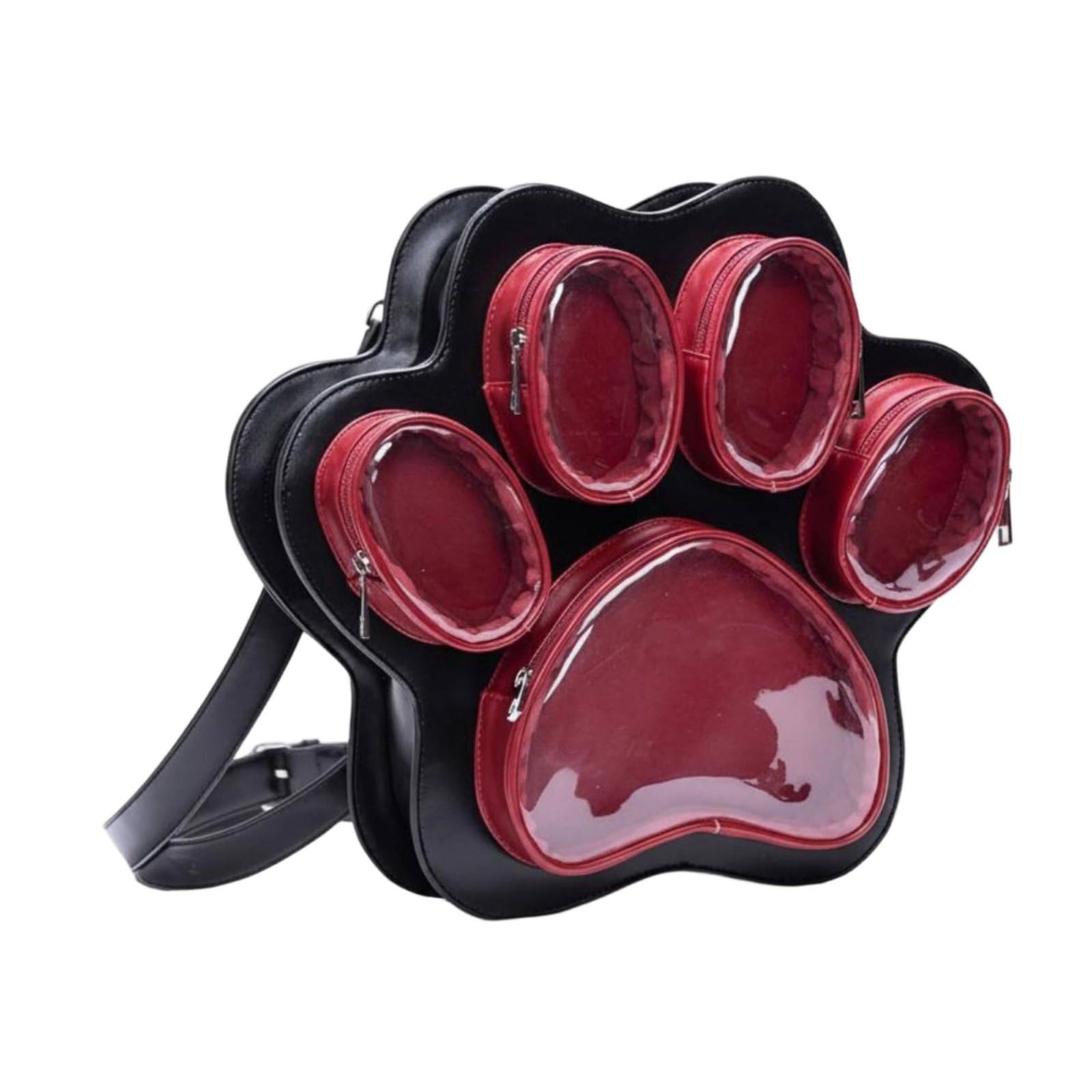 STYLEHEAVEN Large Capacity Cat Paw Ita Bag Japanese Design Paw Print Display Backpack Multi-Window Convertible Bag for Anime Fans, Teens, Collectors, Conventions, Theme Parks, Casual Outings, Black R-image-28