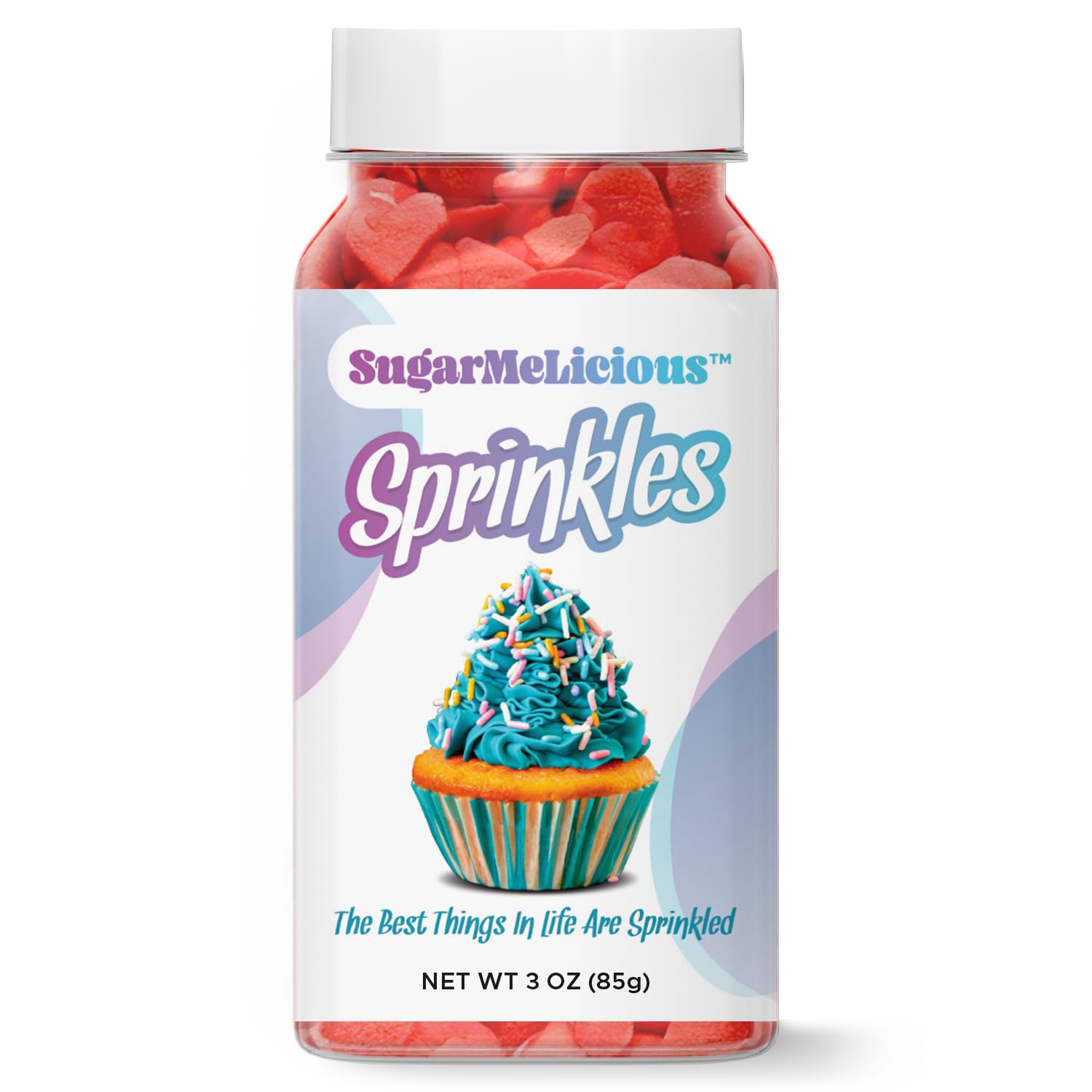 SugarMeLicious Jumbo Red Hearts Sprinkles, 3 oz Bottle, Perfect for Decorating Cakes, Cupcakes, Cookies, Ice Cream & More, Vibrant Edible Heart Shaped