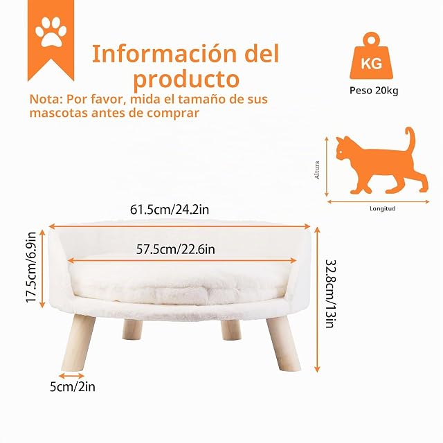Foto 5 de 8 de BingoPaw Sofa Perro Pequeño, Sofá para Mascotas Cama Elevada para Perros y Gatos para Perro Taburete…