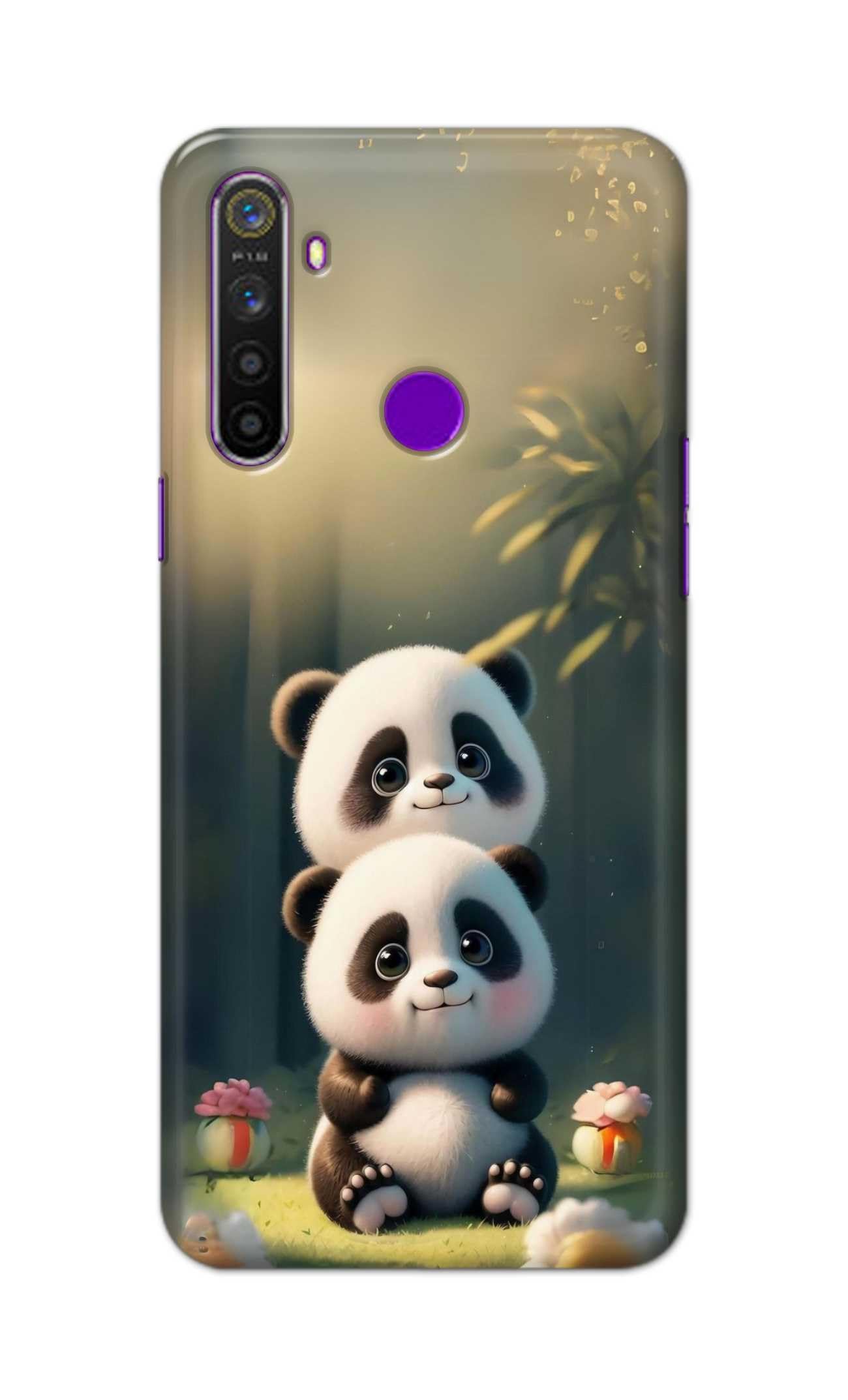 TweakyMod Designer Printed Hard Case | Dual Panda Back Cover Compatible with REALME 5, REALME 5S, REALME 5i, REALME NARZO 10