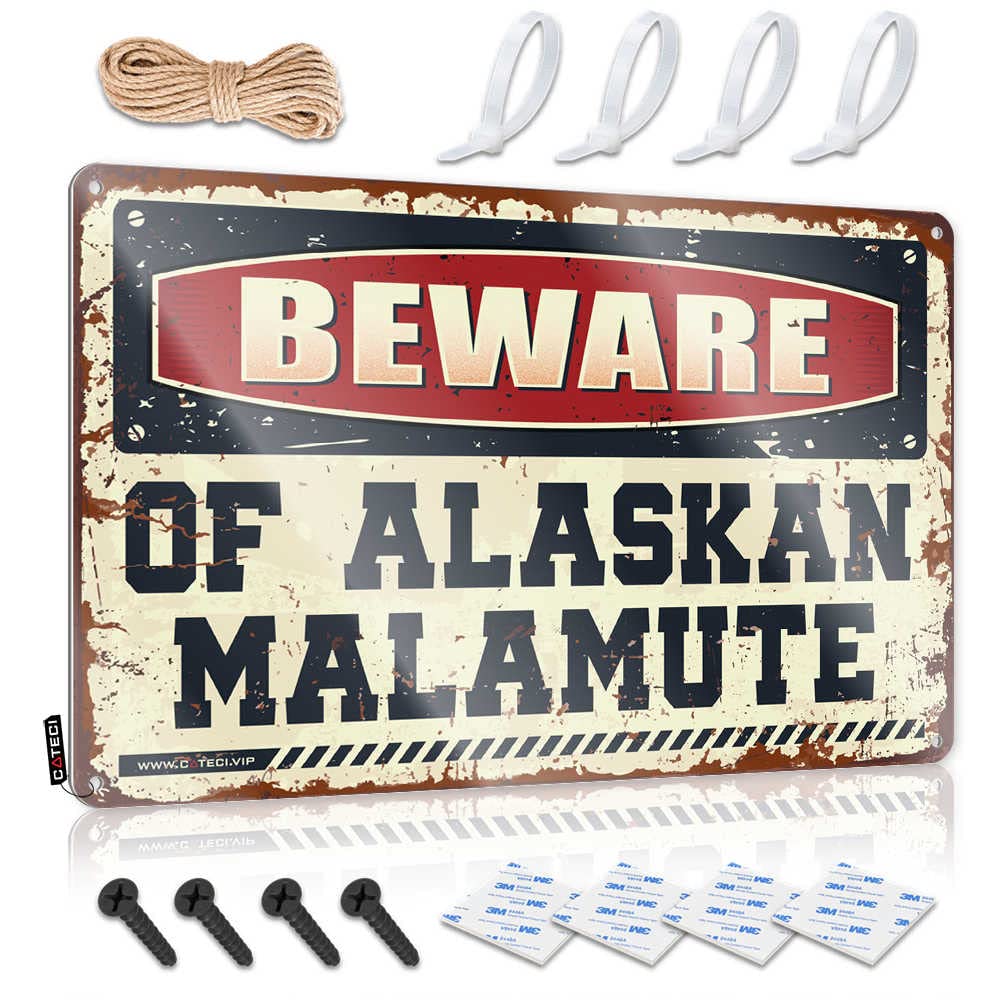 Metal Signs For Home Decor Beware Of Alaskan Malamute Sign Funny Garage Signs For Men Signs For Bedroom Door(20X30CM)