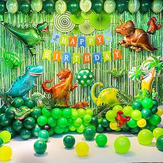 Dinosaur Birthday Party Decorations, Jurassic Park Themed Party decoration, Dino Party Supplies, Jungle Green Dinosaur Balloons Garland Arch Kit Party Decorations for Boy and Girl