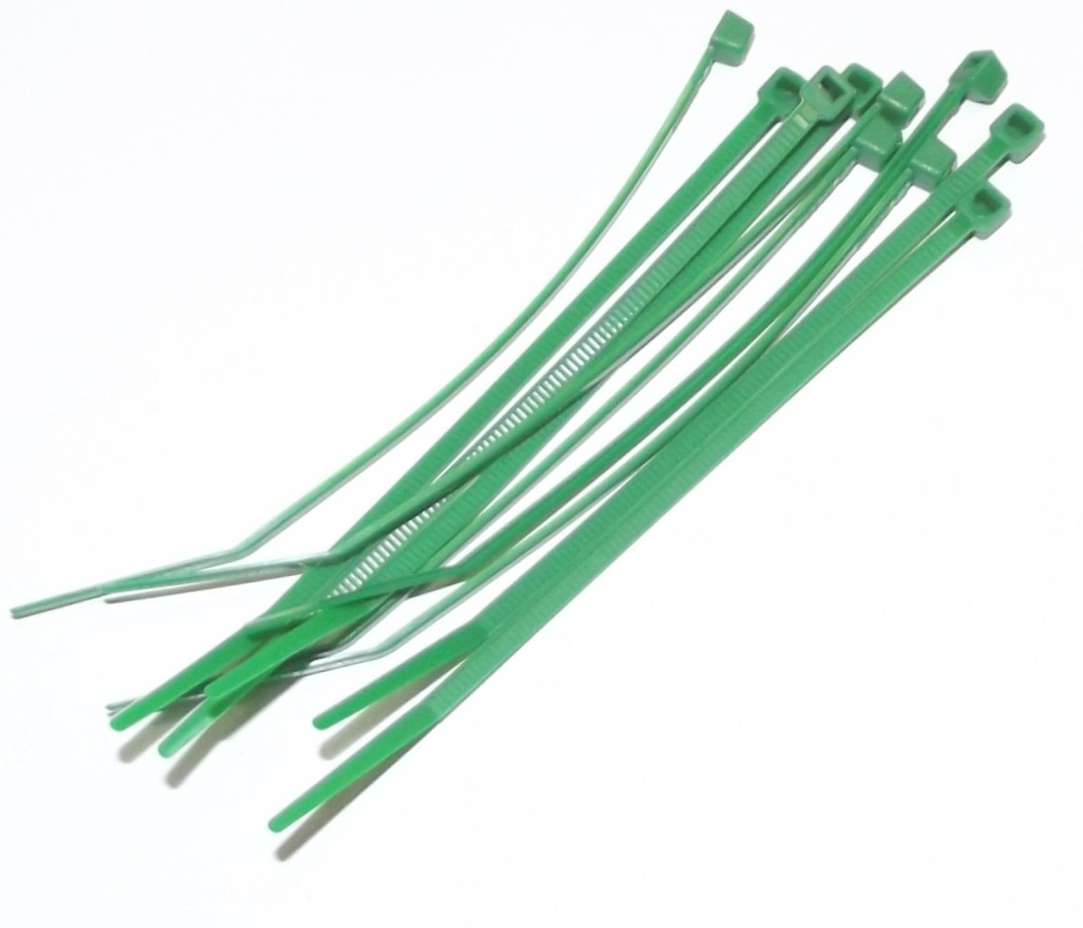 100mm x 2.5mm Nylon Cable Ties, Pack of 100 (Green)