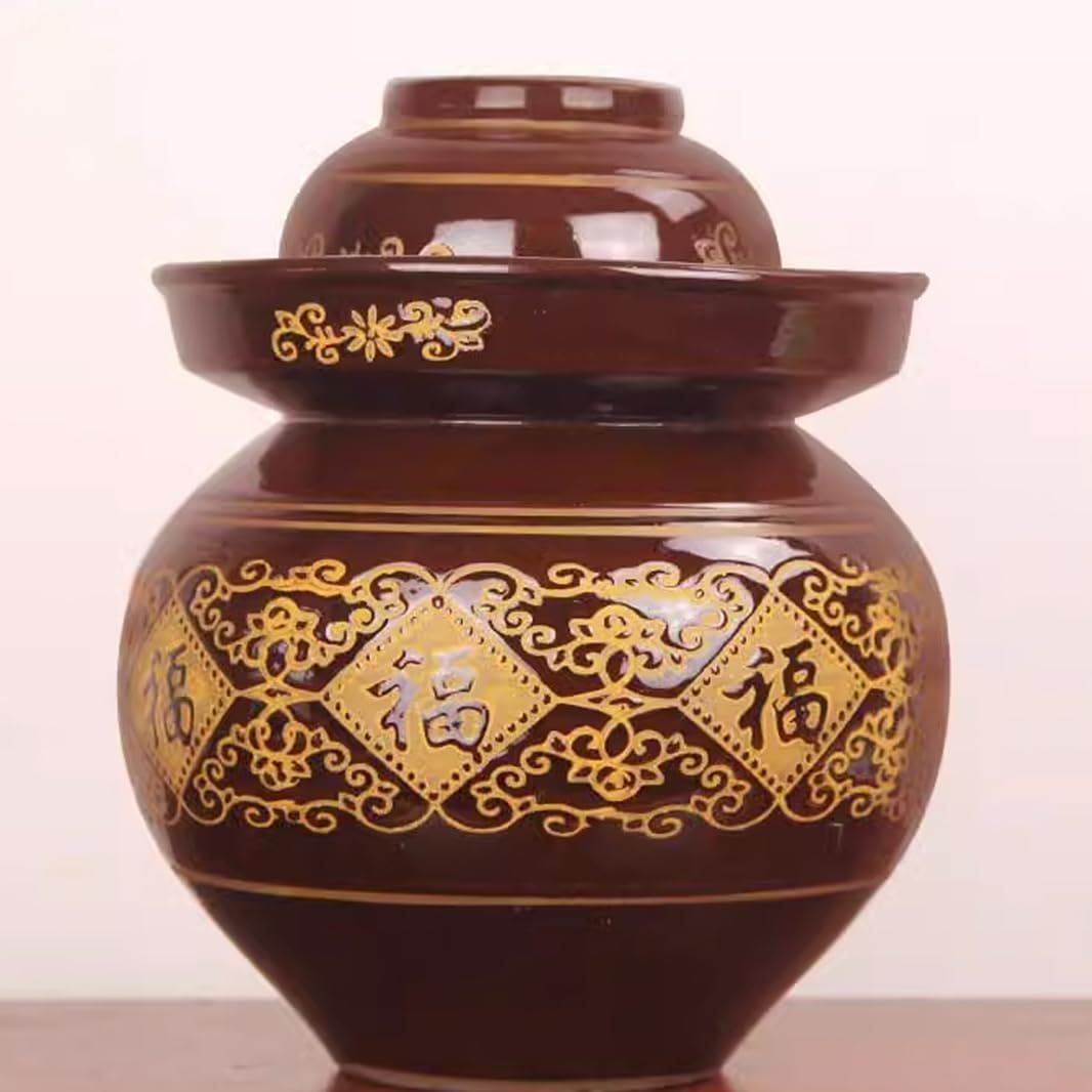 Duży ceramiczny słoik na marynaty z pokrywkami, tradycyjny chiński porcelanowy słoik do marynowania, ceramiczny garnek fermentacyjny z uszczelką wodną pokrywką śluzy powietrznej, garnek do kiszonej