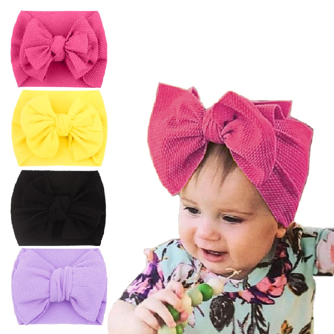 Babymoon Hairband Baby Cotton Headband Hair Accessories for Kids and Girls- Pack of 4 (Multicolor)-image-17
