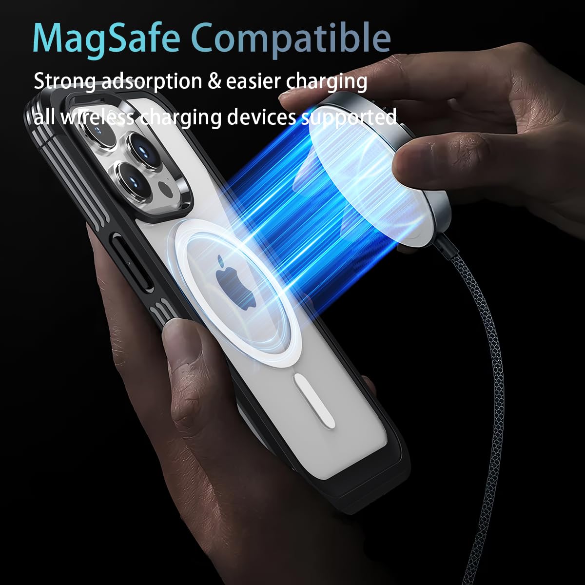 TOPF&B Magnetic Case for iPhone 15 Pro Privacy Cover,360 Degree Full Cover Built-in Privacy Screen Protector and Camera Protector[Compatible MagSafe],Metal Bumper Case for iPhone 15 Pro,Black