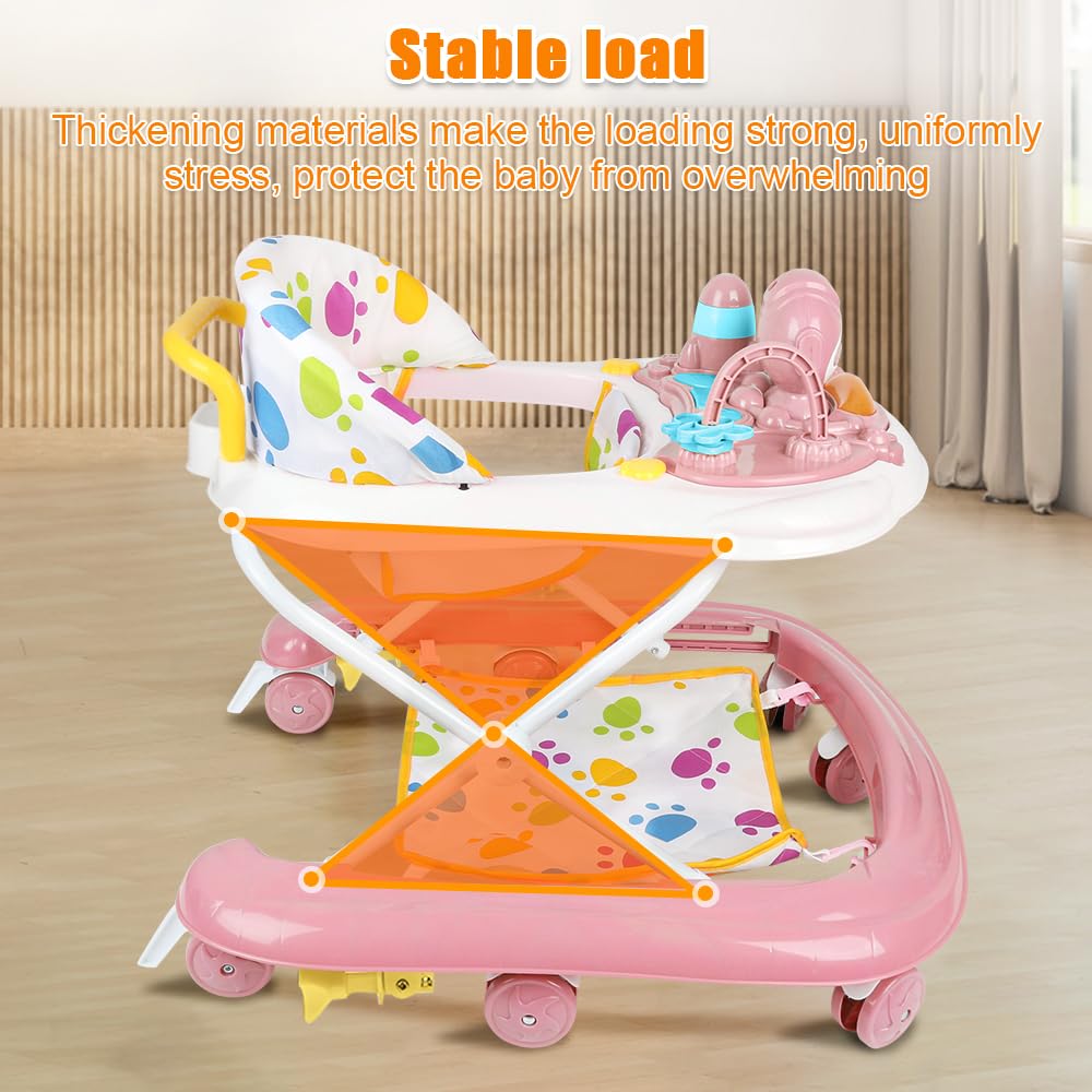 Girello Bebe - Passeggiatore di apprendimento seduto in piedi, per imparare a camminare, regalo per bambini dai 9 mesi, per bambine evolutive 3 in 1,62 x 68 x 36-81 cm, rosa