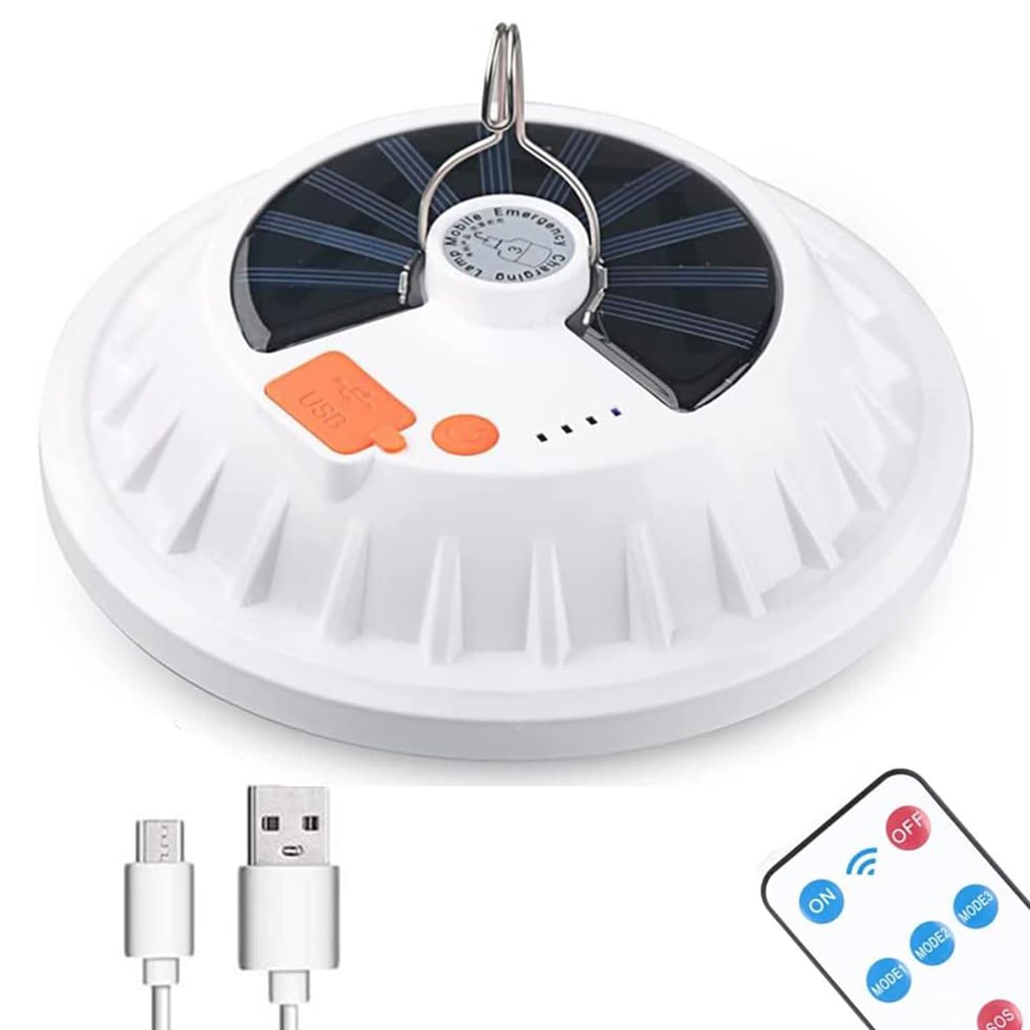 120 diod LED Solarna lampa kempingowa z pilotem, ładowalna wisząca latarnia namiotowa USB, bardzo jasna, do awaryjnej przerwy w dostawie prądu w baldachimie
