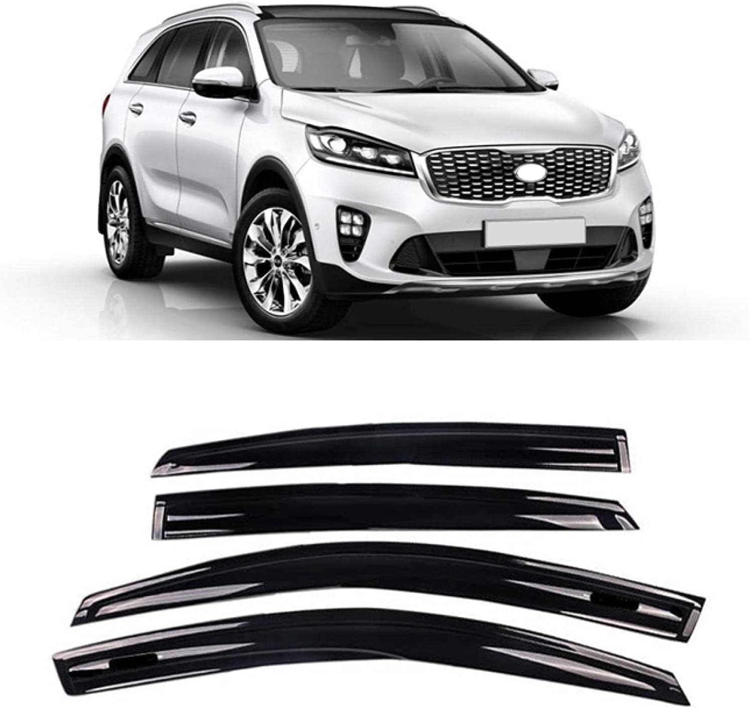 Panxuc Normal Car Wind Deflectors For Kia Sorento 2018, Side Window Wind Rain Deflector Window Visor Sun Rain Guard Smoke Guards