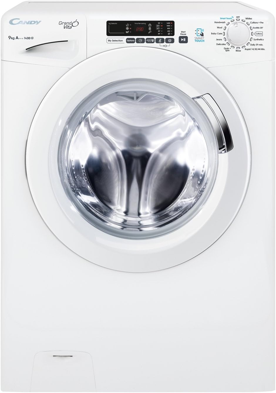 Candy GVS149D3 Freestanding Grand'O Vita Washing Machine, NFC Connected, 9kg Load, 1400rpm, White