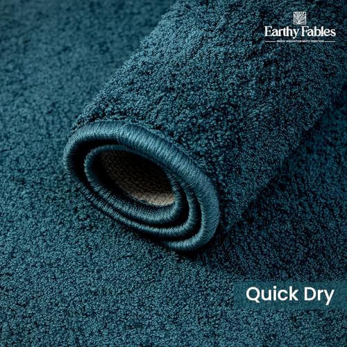 Image of Earthy Fables Soft Microfiber Rectangular Bath Mat - Loop Pile,Quick Dry,Anti-Skid,Water Absorbent,Non-Slip,Machine Washable Floor Rug,Shower Mat,Door Mat for Bathroom,Bedroom,60x40 cm - Navy Blue