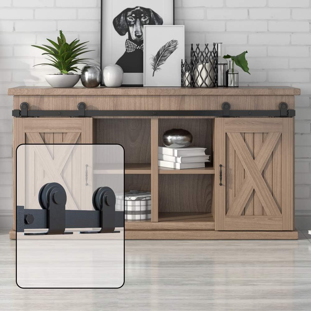 WINSOON 6FT Top Mounted Super MINI Sliding Barn Door Hardware