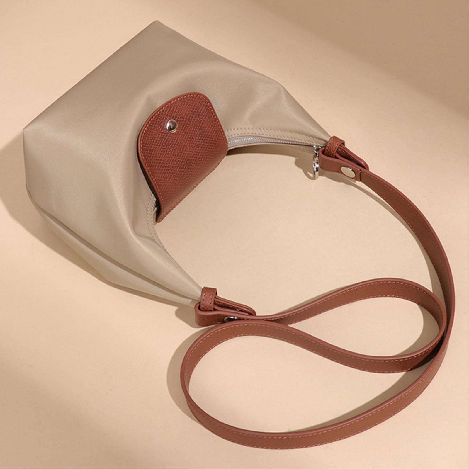 Borsa Tracolla di Moda Crossbody per Le Donne Traccia Hobo Portafoglio con Cinturina Viaggio Lavoro Pendolare-Beige