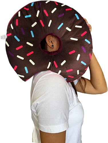 TRUYOND Cojín de peluche con forma de dona regalo de decoración de juguete suave 14 pulgadas chocolate marrón