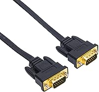 Vista 1 de DTech Cable VGA delgado para monitor de computadora, 6 pies, conector estándar de 15 pines, macho a macho, cable VGA para escritorio (6 pies, negro)