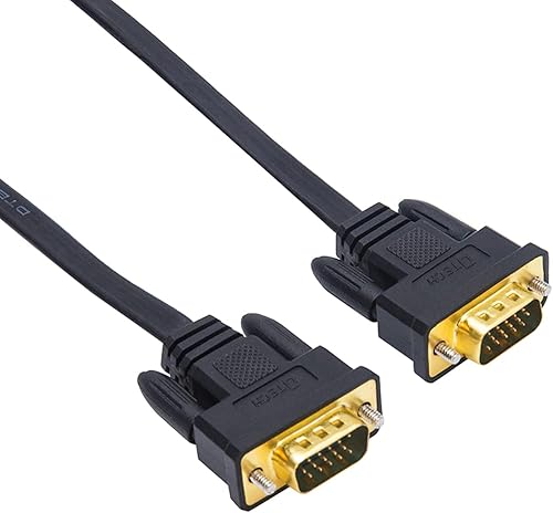 DTech Cable VGA delgado para monitor de computadora, 6 pies, conector estándar de 15 pines, macho a macho, cable VGA para escritorio (6 pies, negro)