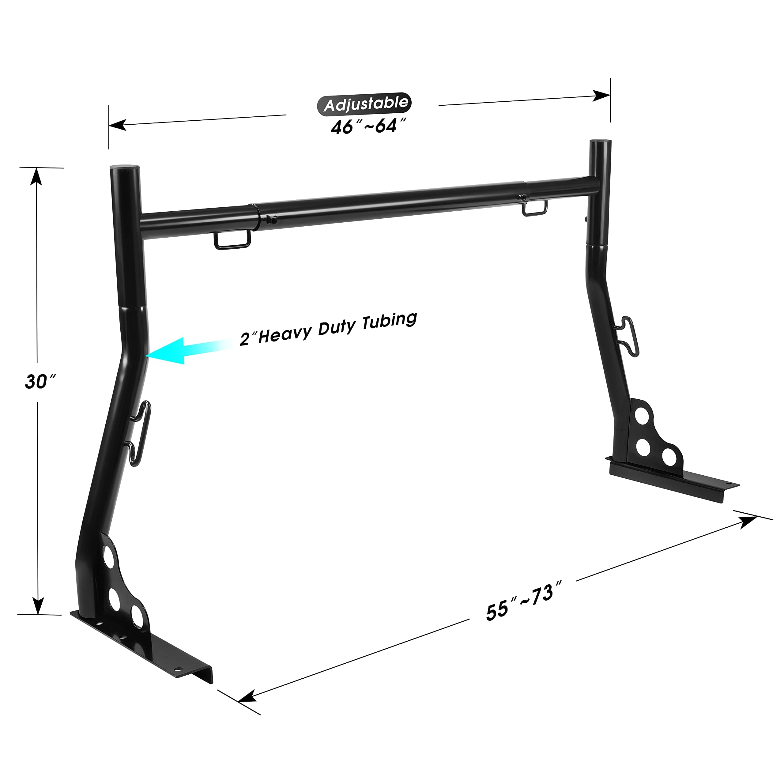 Truck Ladder Racks 800Ibs Capacity Extendable Pick-up Truck Bed Ladder Rack, Universal Heavy Duty(No Clamps)