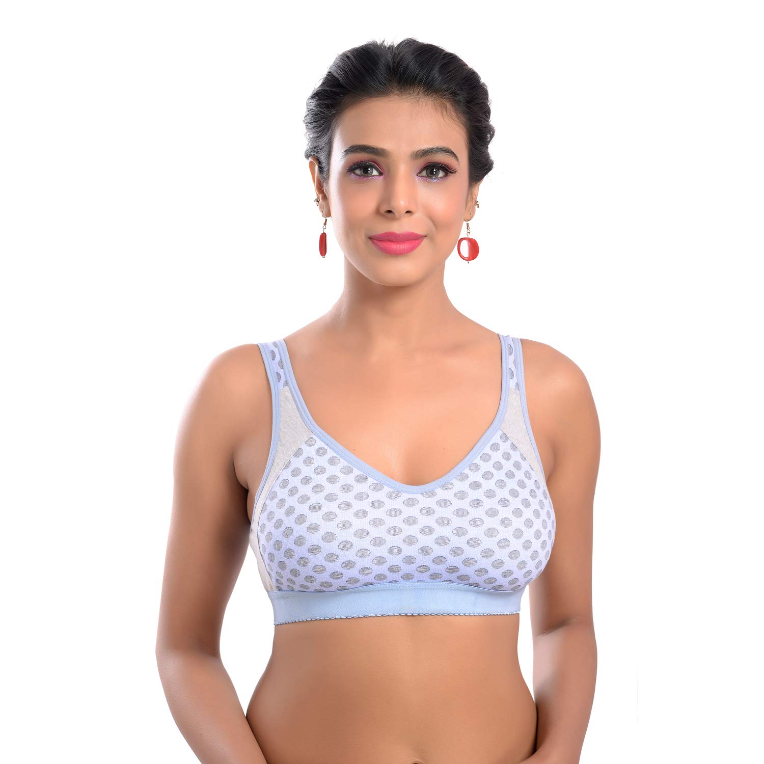 embibo Cotton Sports Bra for Women & Girls | Anti Bacterial | Wireless | Non-Padded | Full Coverage Bra for Gym | Yoga | Running | Daily Workout (Color - SkyBlue, Pack of 1, Size - 36)-picture-21