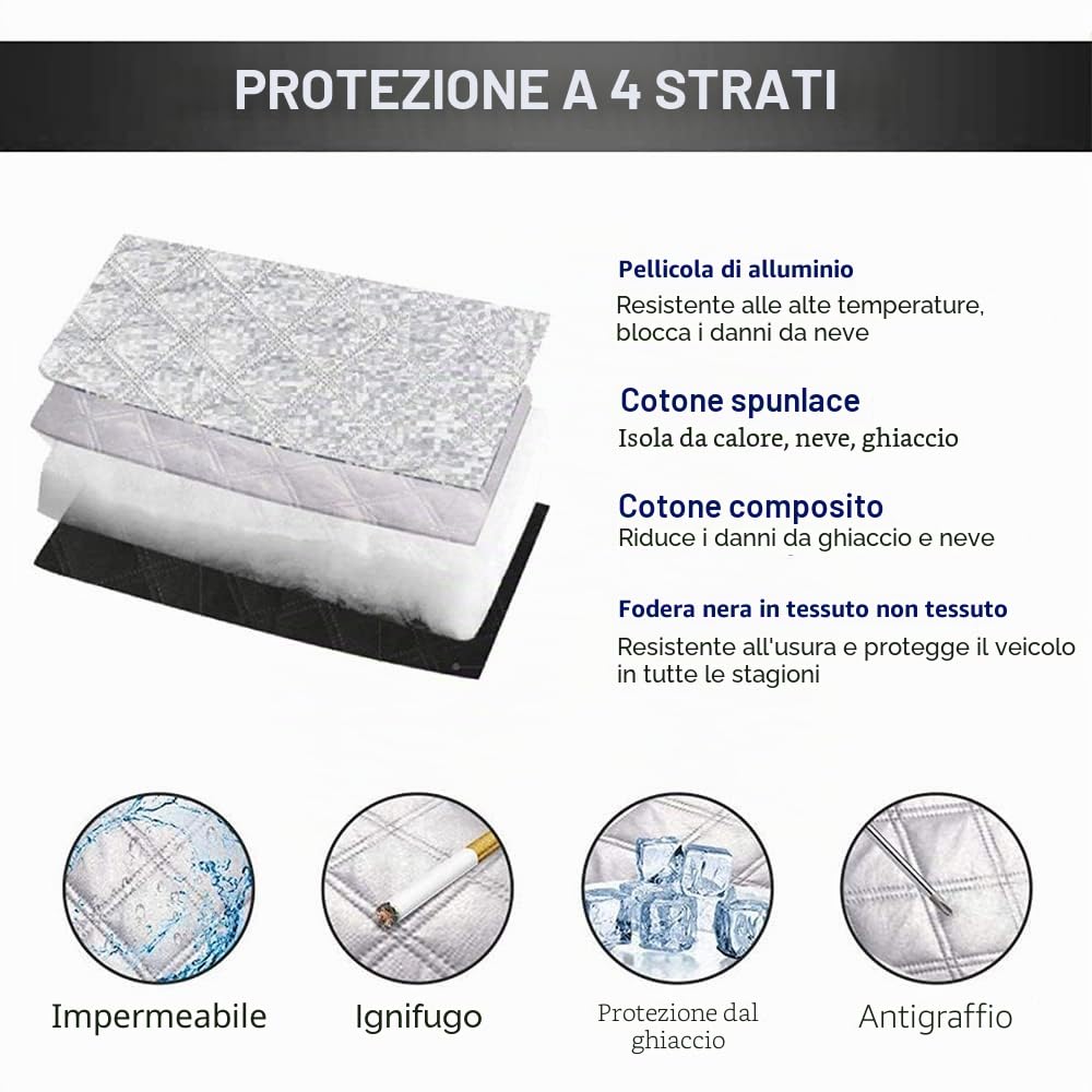 Copertura per parabrezza, copertura per parabrezza, magnetica, pieghevole, copertura invernale, per gelo e neve, sole, 190 x 100 cm