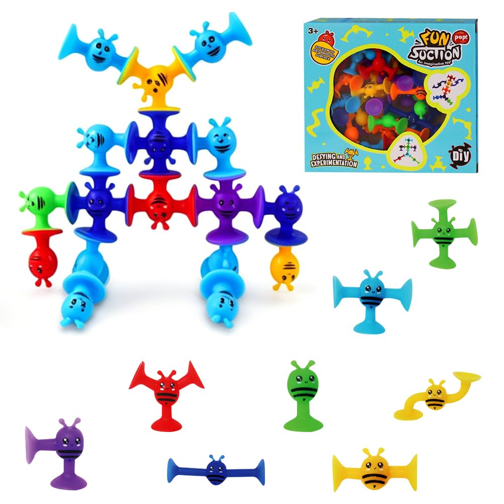 Sucker Toys for Kids, Suction Toys, 38 Pcs Suction Cup Bath Toy for Kids Travel Slicone Sucker Sensory Toy for Toddlers Gifts for Boys Girls 3+ Years Old