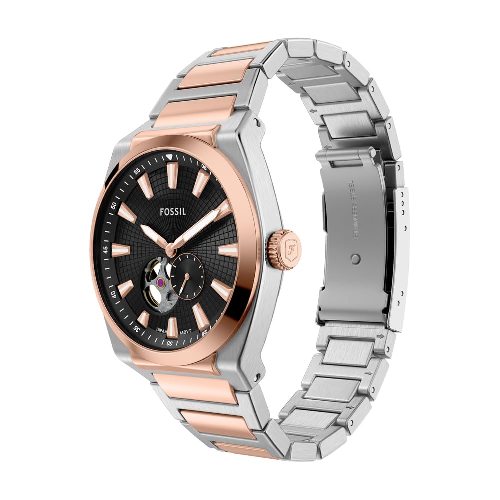 Fossil Everett Watch for Men, Automatic Three Hand Movement with Stainless Steel or Leather Strap