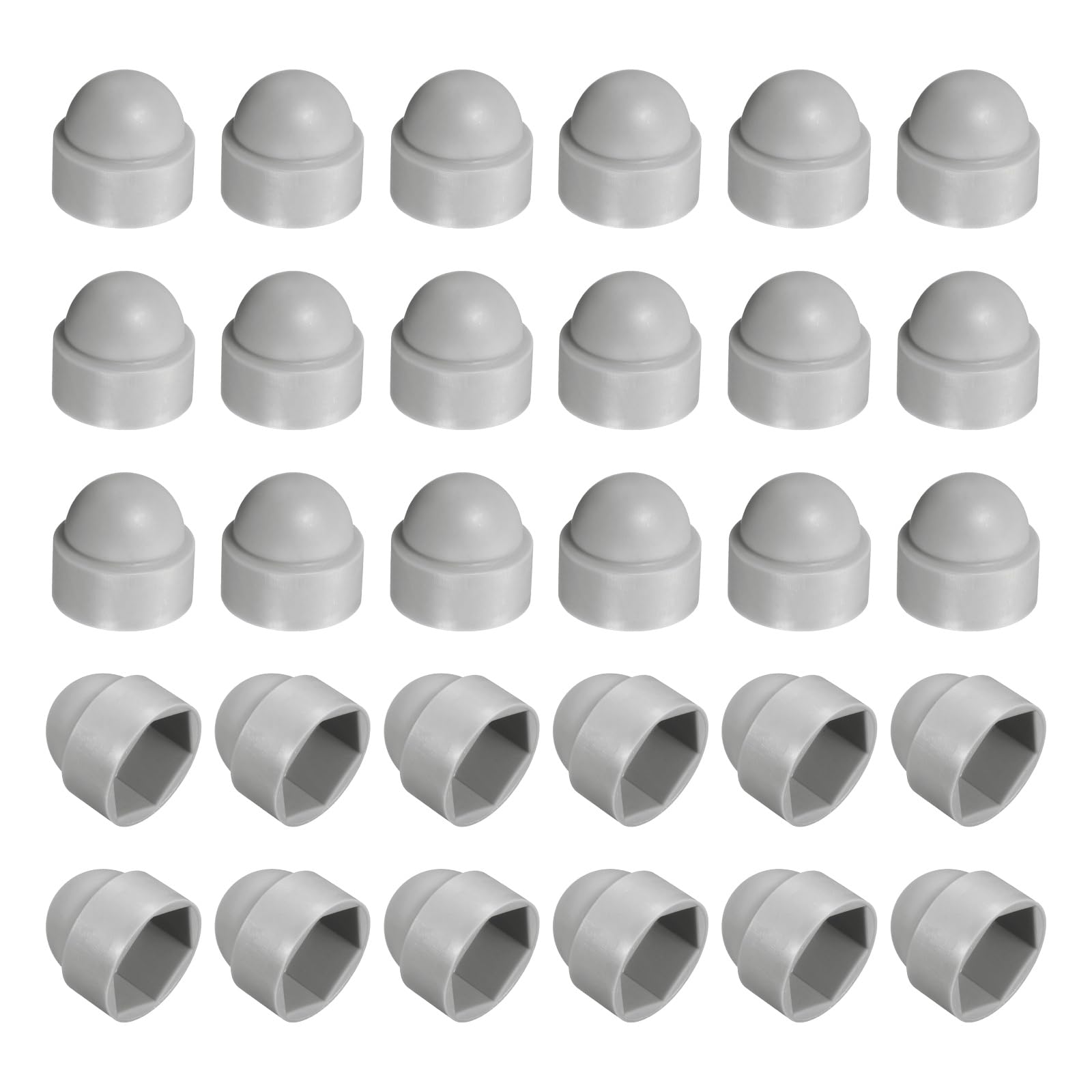 sourcing map Nut Protection Cap, 30Pcs M12x19x23mm - Plastic Hexagonal Screw Protection Cap, Dome Acorn Hex Head Bolt Covers, Waterproof Decorative Caps (Grey) — image 1