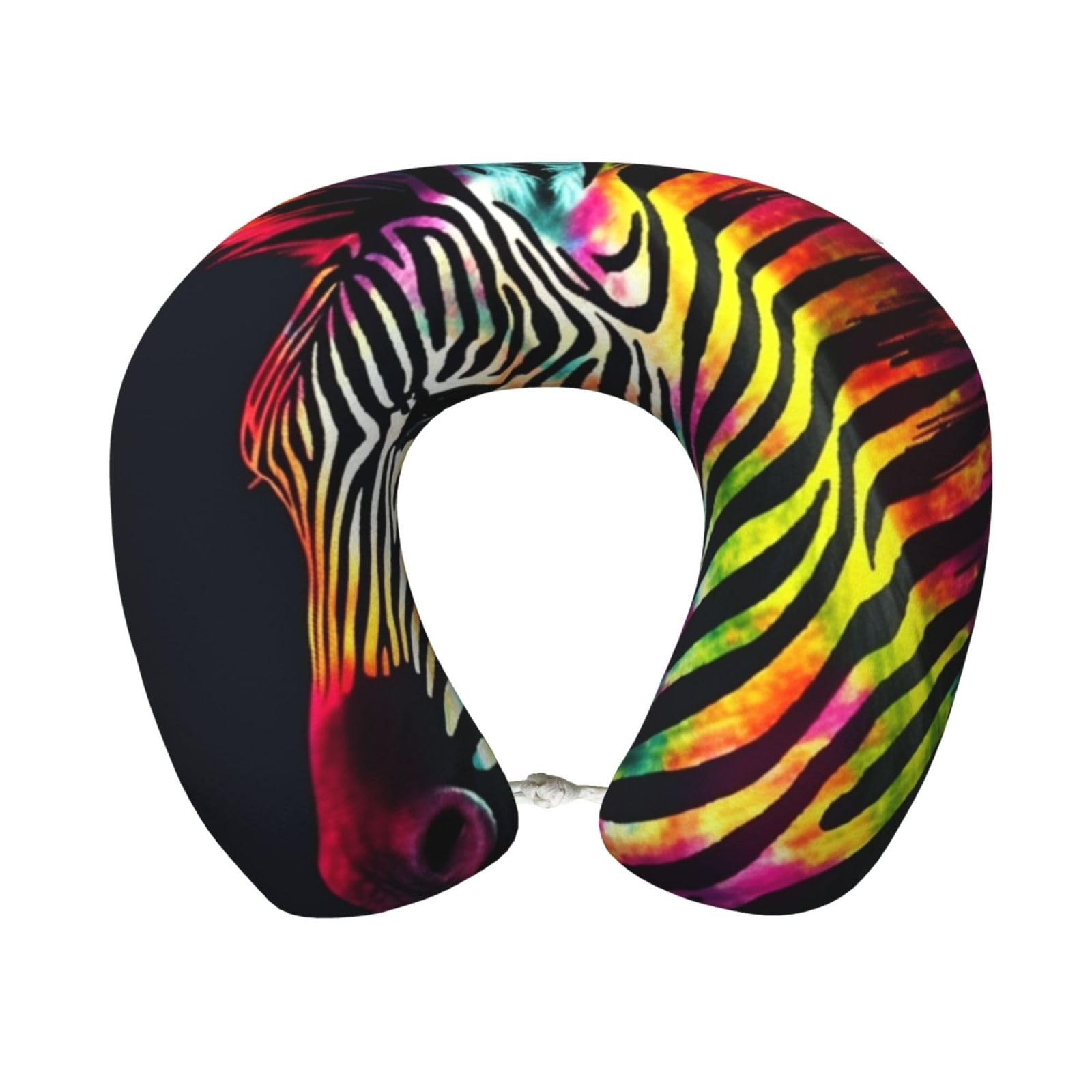 FekiLoot Travel Pillow for Sleeping, Colorful Rainbow Zebra Travel Neck Pillow Comfortable U Shape Memory Foam Neck Rest Support Portable Travel Accessories Suitable for Airplane Car Office