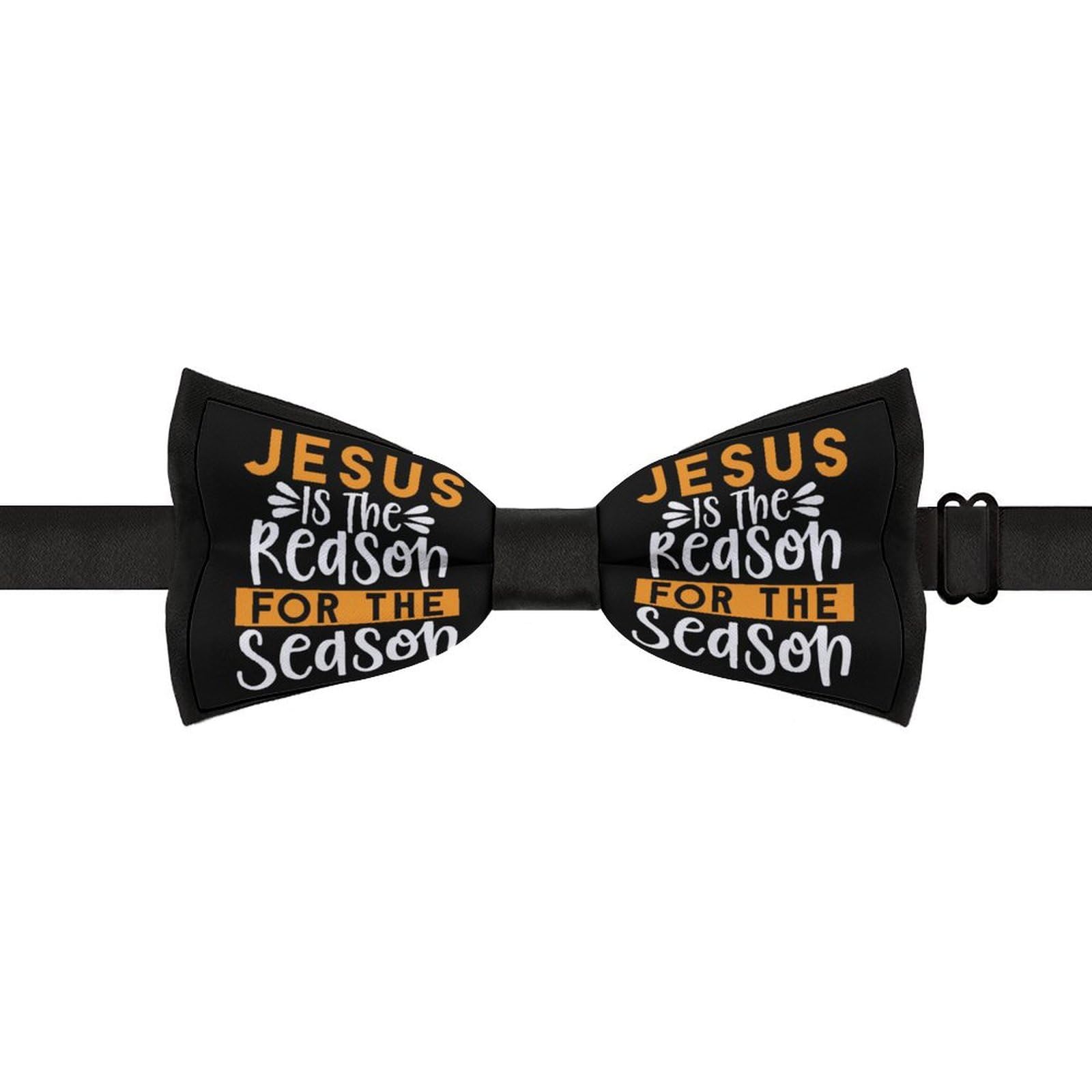 GoasNei Jesus Is The Reason For The Christmas Season Bow Tie for Men Adjustable Necktie Funny Tie Neck Ties for Weddings Party