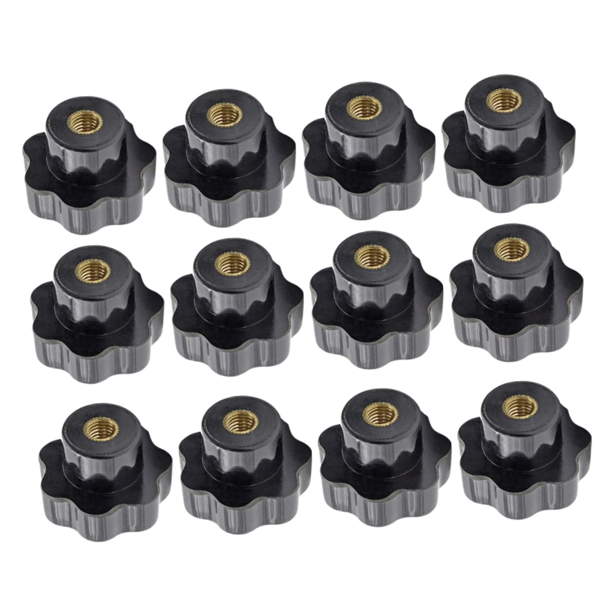 CIYODO 12pcs Thumb Nut Thumb Screw Clamping Screw Studs Handle Clamping Knobs Lug Nut Thread Clamping Screw Threaded Knob Plum Head Threaded Nuts Traffic Cone Bolt with Knob Plastic Black