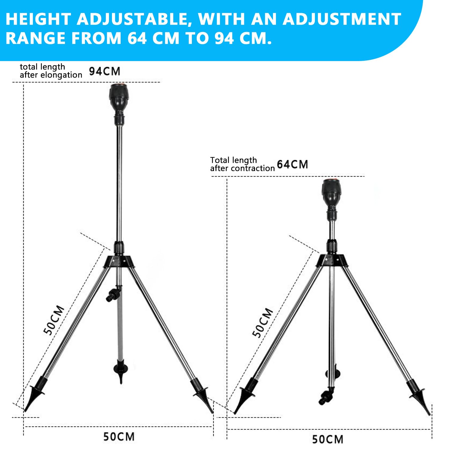 Aspersor de trípode Giratorio automático, aspersor Giratorio automático con trípode, Boquilla de riego de para 360 Grados para jardín, Patio, área Grande