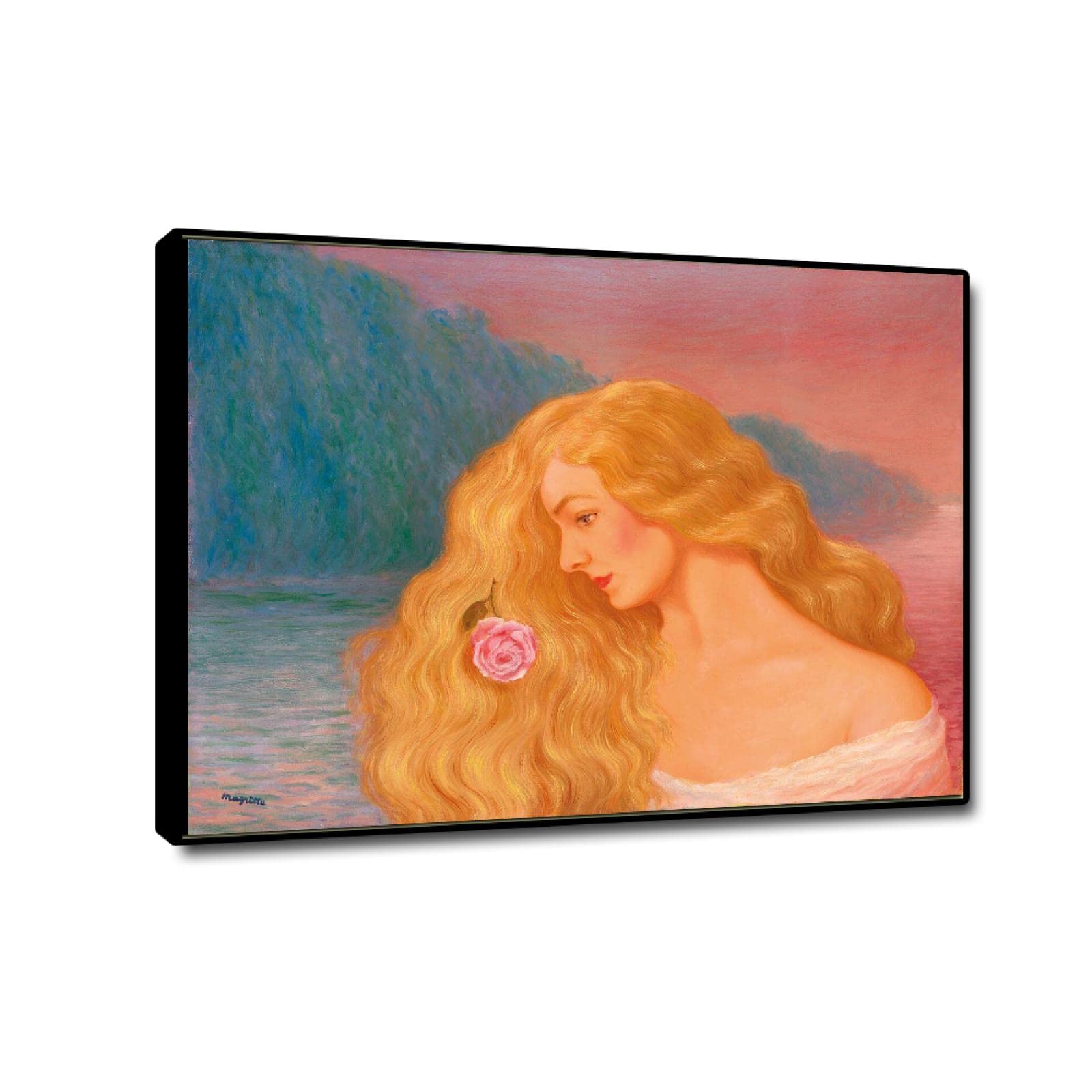 JZSDGB Czarne oprawione słynne wydruki artystyczne - plakat René Magritte - popularna powieść sztuka ścienna - płótno sztuka ścienna słynne obrazy reprodukcja-krajobrazy graficzne do salonu dekoracja 50 x 70 cm