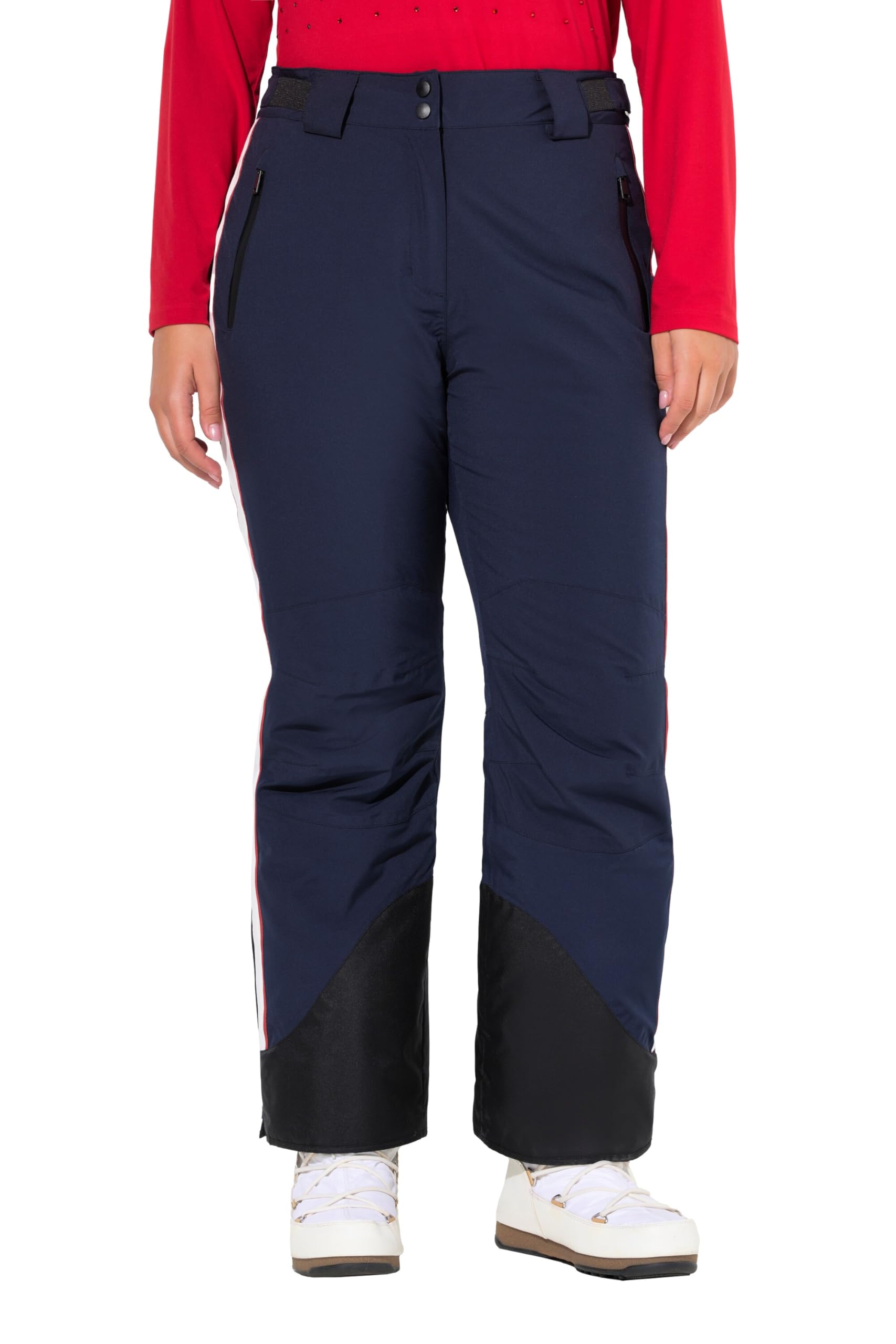 Ulla Popken Damen große Größen Übergrößen Plus Size Performance-Hose, wasserdicht, Zipptaschen, Schneefang 823301