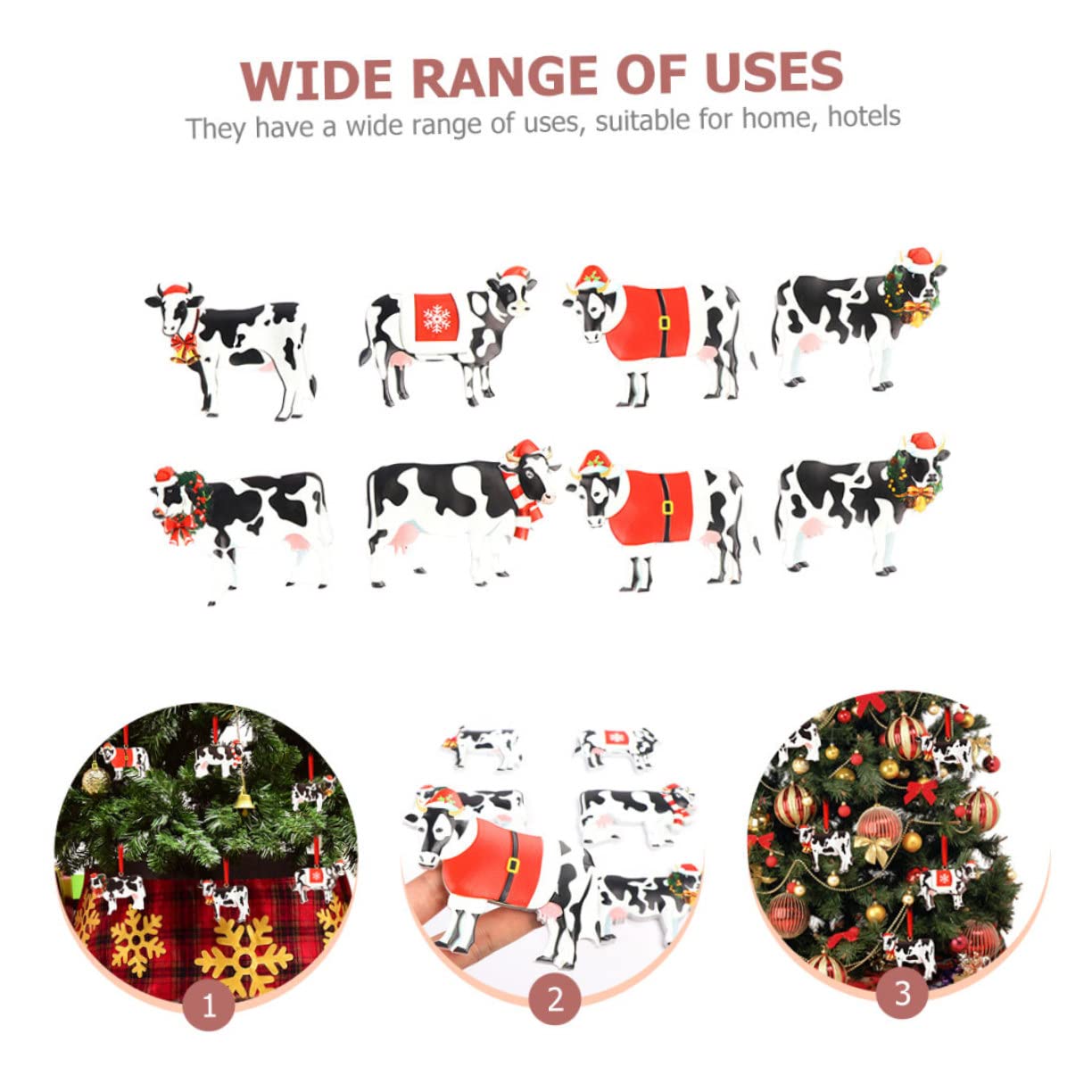 12 STK Kuh Weihnachtskugeln Christbaumschmuck Zum Aufhängen Weihnachtsparty-Dekoration Weihnachtsbaum-Kuh-Ornamente Unvollendeter Kuh-anhänger Grüne Dekorationen Festschmuck Harz IMIKEYA