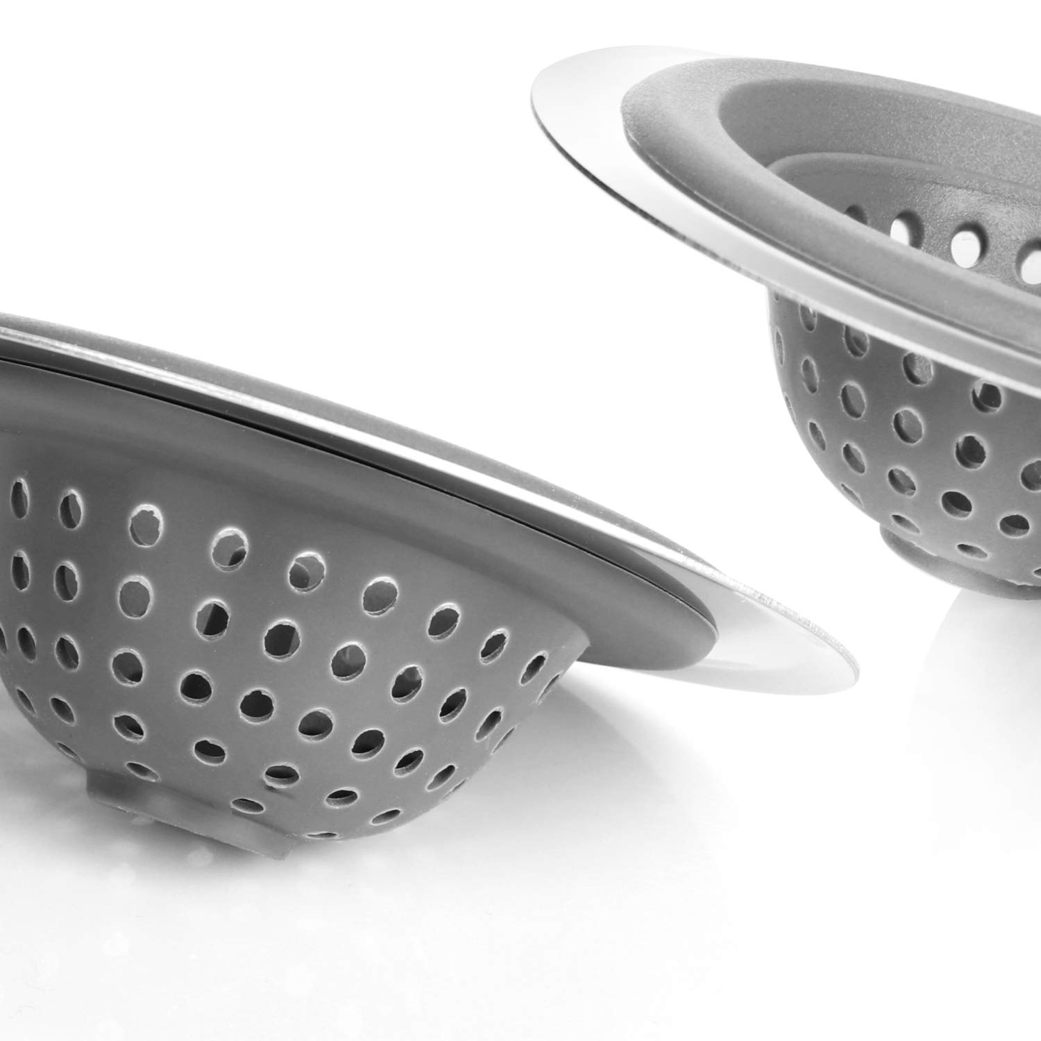 COM-FOUR® 2x sitko odplywowe, sitko do zlewu kuchennego, wanny i wylewki, stal nierdzewna i tworzywo sztuczne, do duzych odplywów Ø 11,5 cm [wybór zmienia sie] (02 sztuk - Ø 11,5 cm plastik ze stali nierdzewnej)