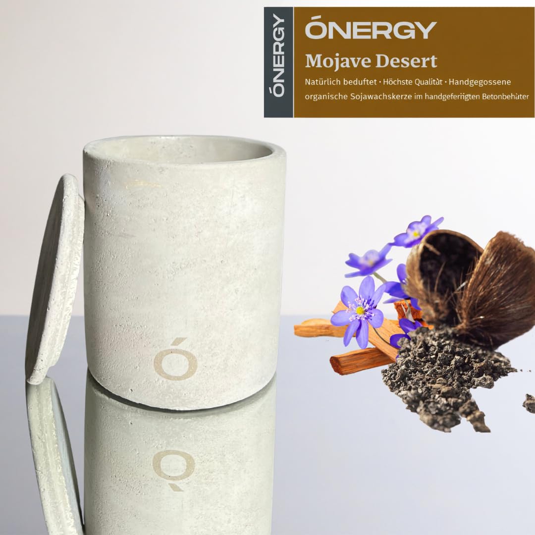 ONERGY | Handgegossene Sojawachskerze | Warmer, holziger Duft der Mojave-Wüste Kerze | 70 Stunden Brenndauer | Luxuriöses Duftgeschenk für Frauen | Elegante Duftkerze für Ihr Zuhause | 400 ml
