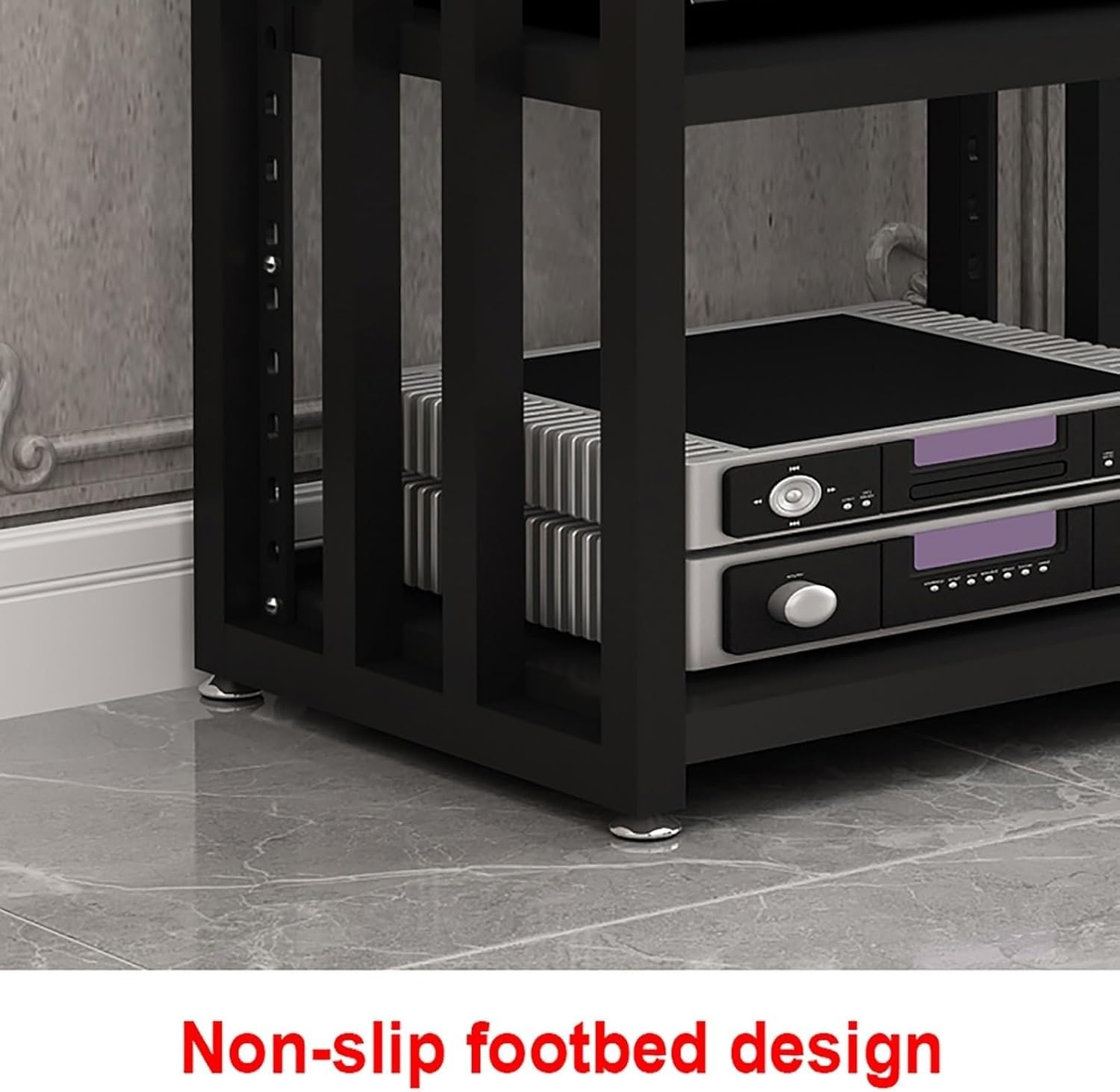 Estante HiFi para Equipos de música, Tocadiscos, Multimedia de 4 Niveles, Mueble HiFi con estantes Ajustables, para componentes HiFi en casa, Oficina, Audio, vídeo, DJ, Cine (Estilo 1)