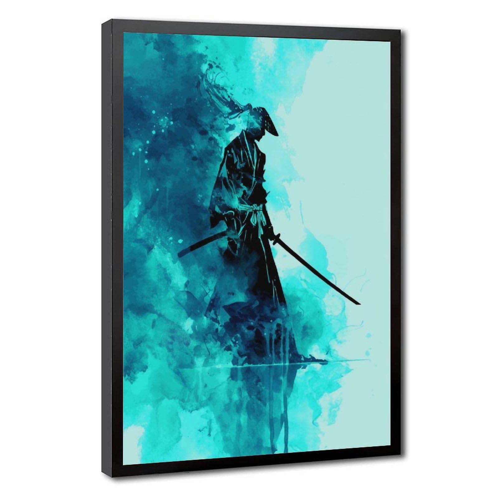 Pyberon Black Frame-Style Japanese Samurai Canvas Poster For Dorm Room Decor Gift