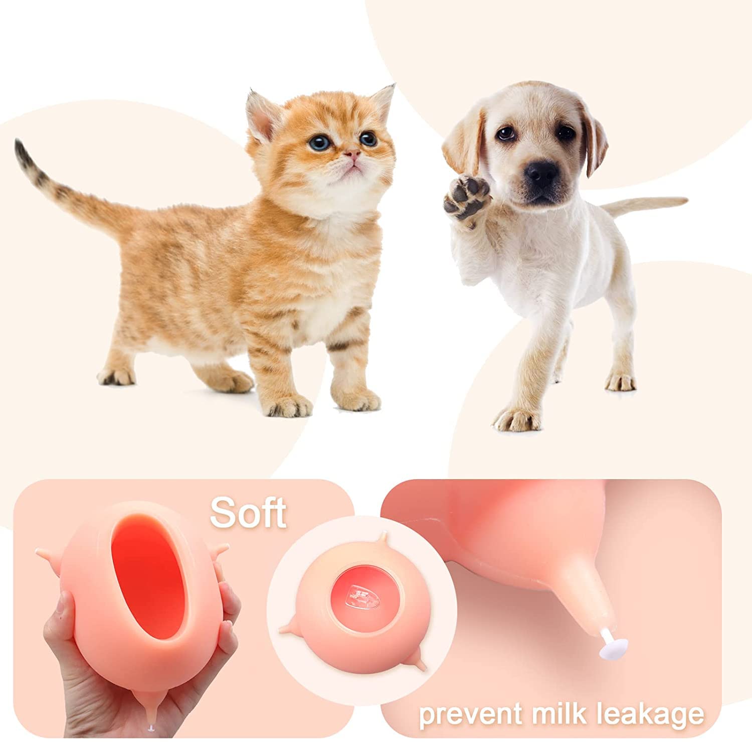 Bionic, ciotola per latte per cuccioli di gattino, biberon automatico di sicurezza con 3 capezzoli, ciotole per cuccioli multipli