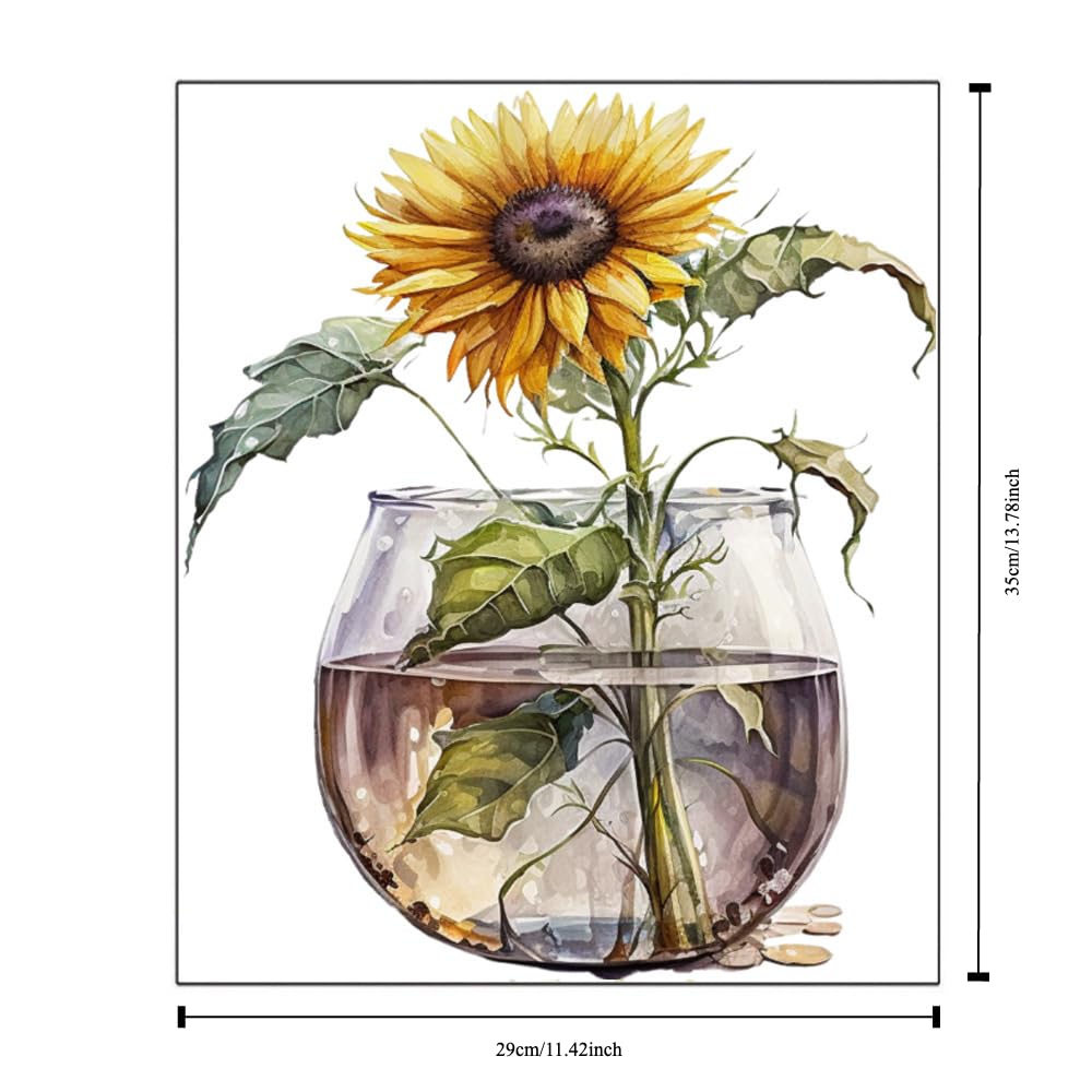 Sunflower Bathroom Toilet Sticker Self-Adhesive Waterproof Wall Murals, Removable Self-Adhesive Restroom Decor Sticker Home Art Decor DIY Toilet Sticker Toilet Lid Decals (Sunflower 5)