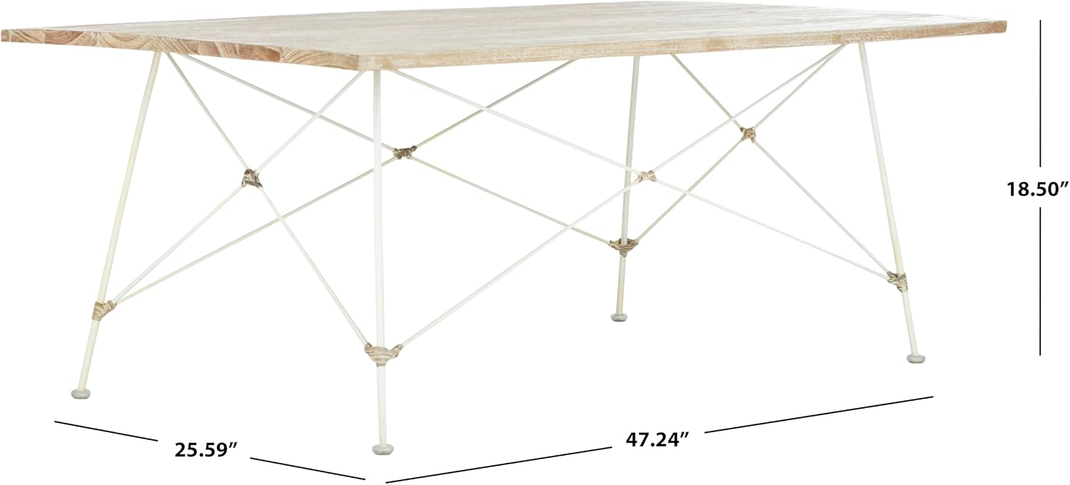 Safavieh Home Cyprus White Wash Top and White Leg Coffee Table