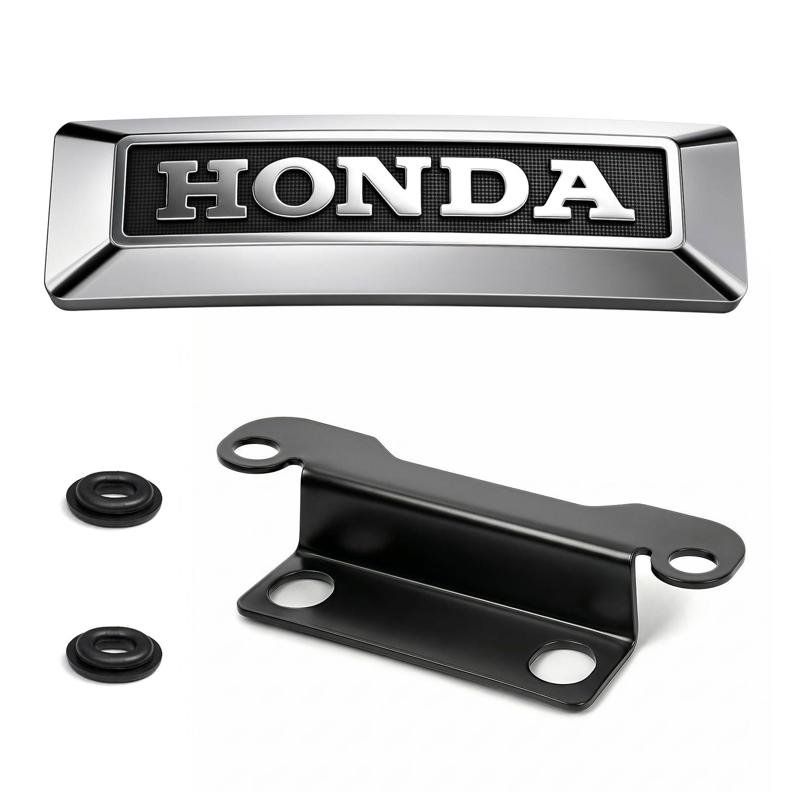 クロスカブ110 フロントフォークエンブレム Crosscub50/110適応 エンブレム CC110 カスタムパーツ 装着簡単 グロメット付き エンブレムステー セット ブラック(‘2013y~)