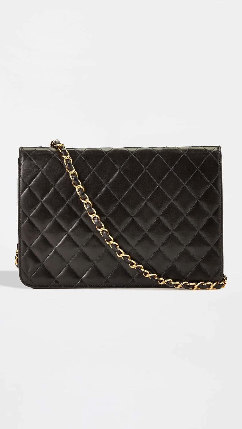 CHANEL What Goes Around Comes Around Women's Pre-Loved Black Lambskin Ex 10" Shoulder Bag