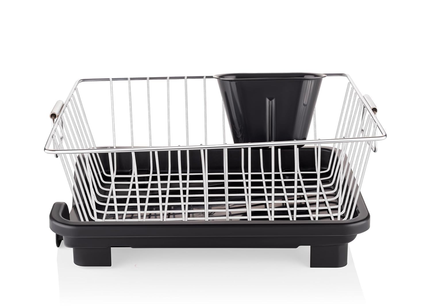 Voltonix Dish Drying Rack for Kitchen Counter, Stainless Steel, with Silverware and Utensil Holder, Sink Organisation, Black (Silver) 1