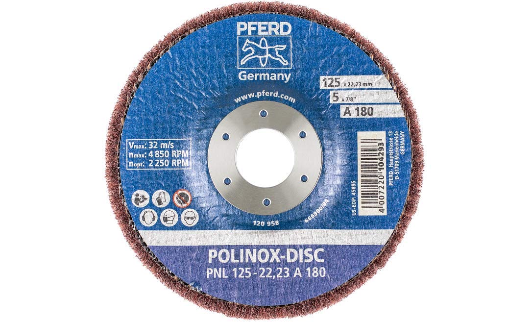Pferd 44692262 Polinox Schleifdisc PNL-Ø 125 mm, Breite: 20 mm, RPM: 3.800-Korngröße: 180
