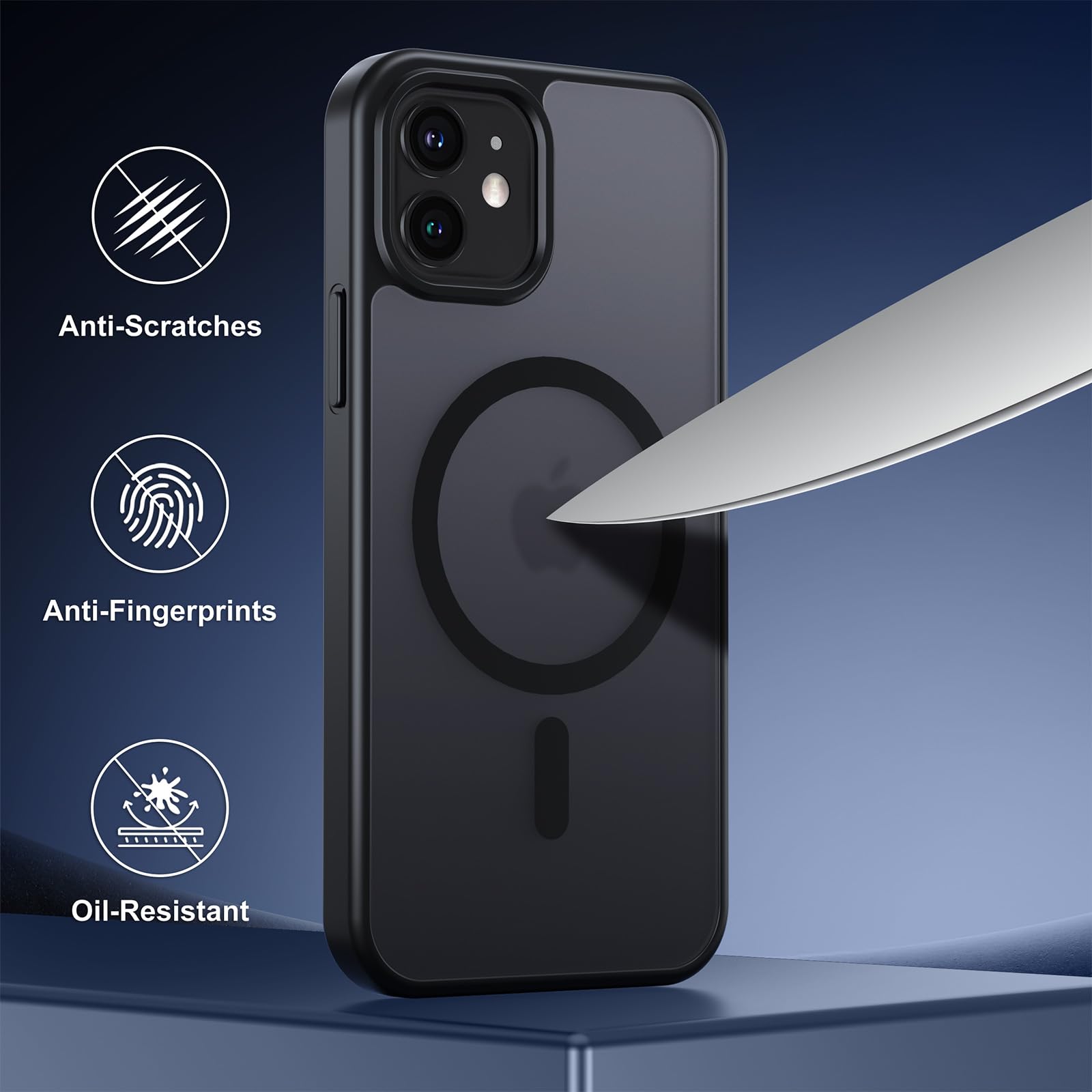 JETech Cover Opaca per iPhone 12 Mini 5,4 Pollici, Protezione Anticaduta Antiurto di Grado Militare, Custodia Posteriore Glassata Traslucida, Anti-Impronte (Verde
