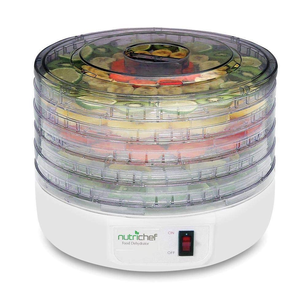 NutriChef Elektryczna Suszarka Do Żywności Biała, 5 Tac Do Układania I Łatwego Czyszczenia, Suszy Mięso, Grzyby, Owoce & Warzywa, Do Użytku Domowego, Równomierna Cyrkulacja Ciepłego Powietrza
